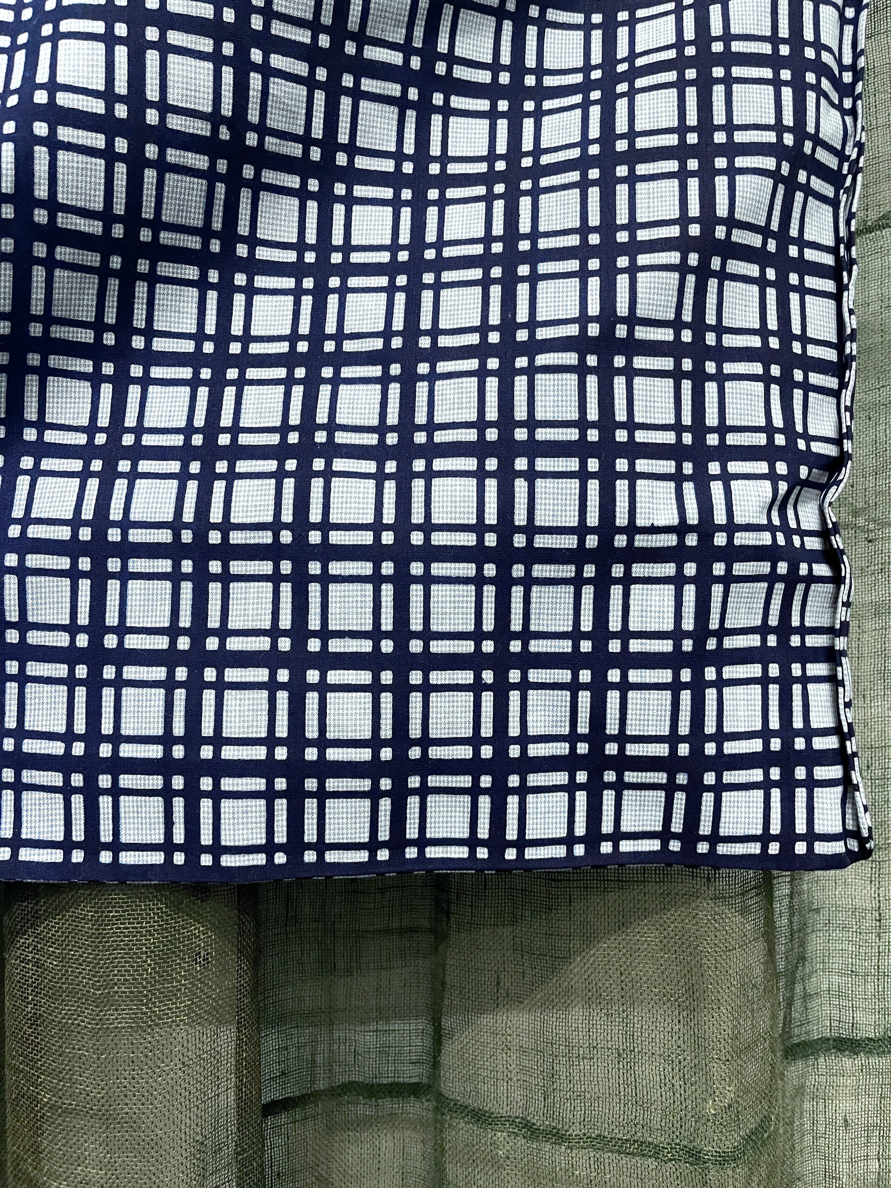 Vintage Yukata, Japanese Cotton Kimono, Geometric Design