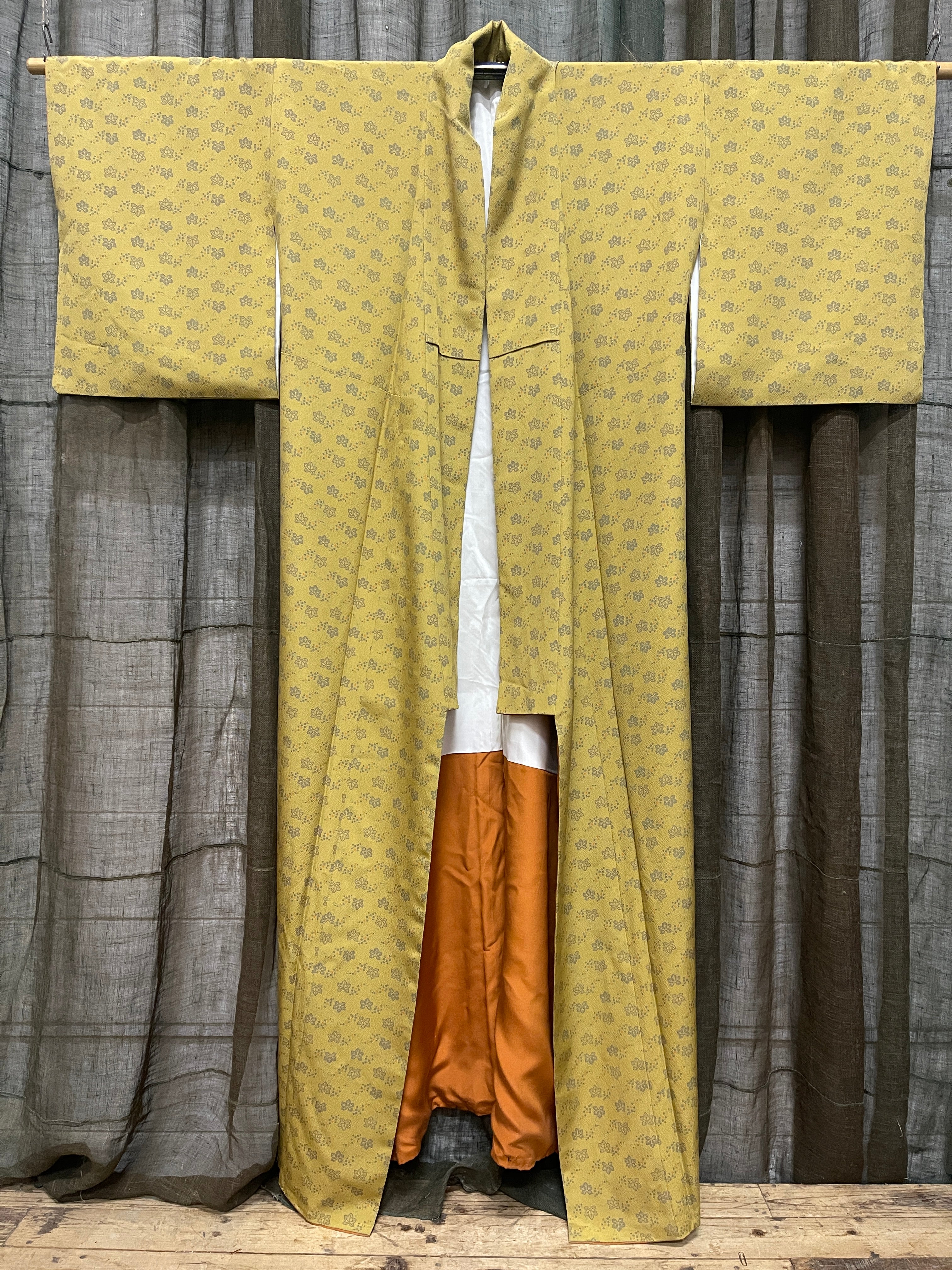 Vintage Japanese Silk Kimono | Paulownia leaf Pattern