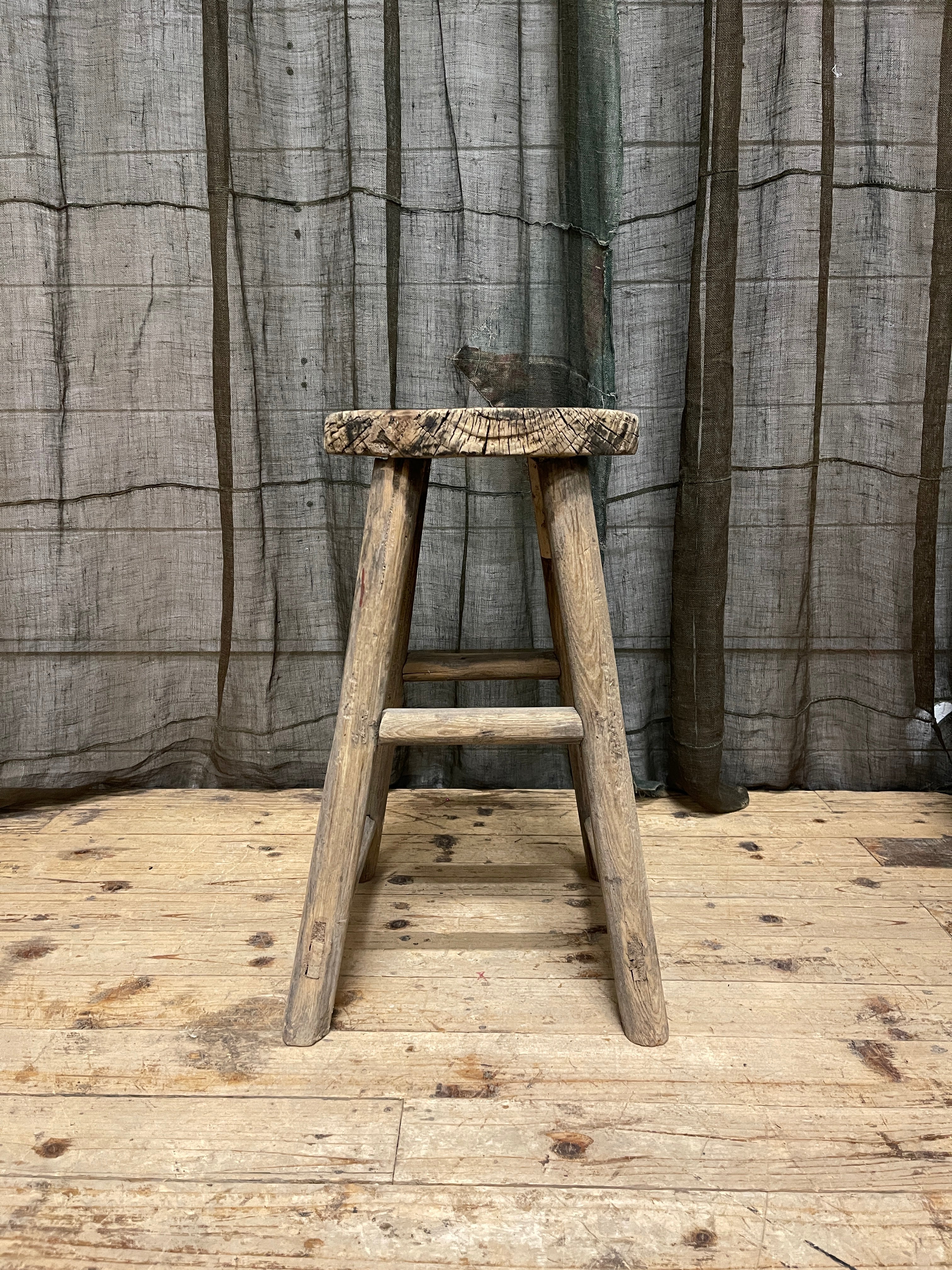 Vintage Chinese Provincial Elm Stool