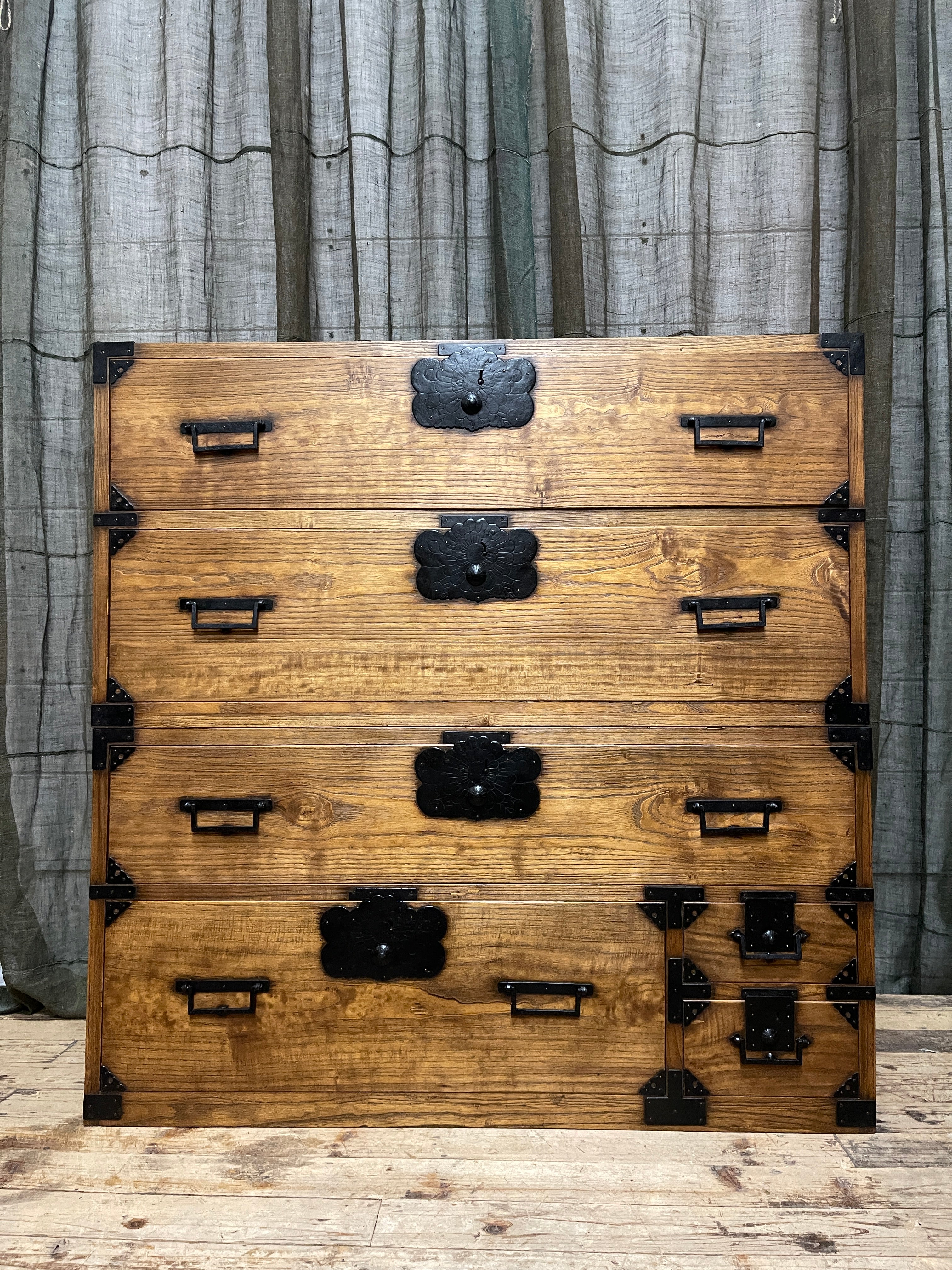 Japanese Kimono Storage Chest-on-Chest, Isho Dansu - Paulownia | Meiji