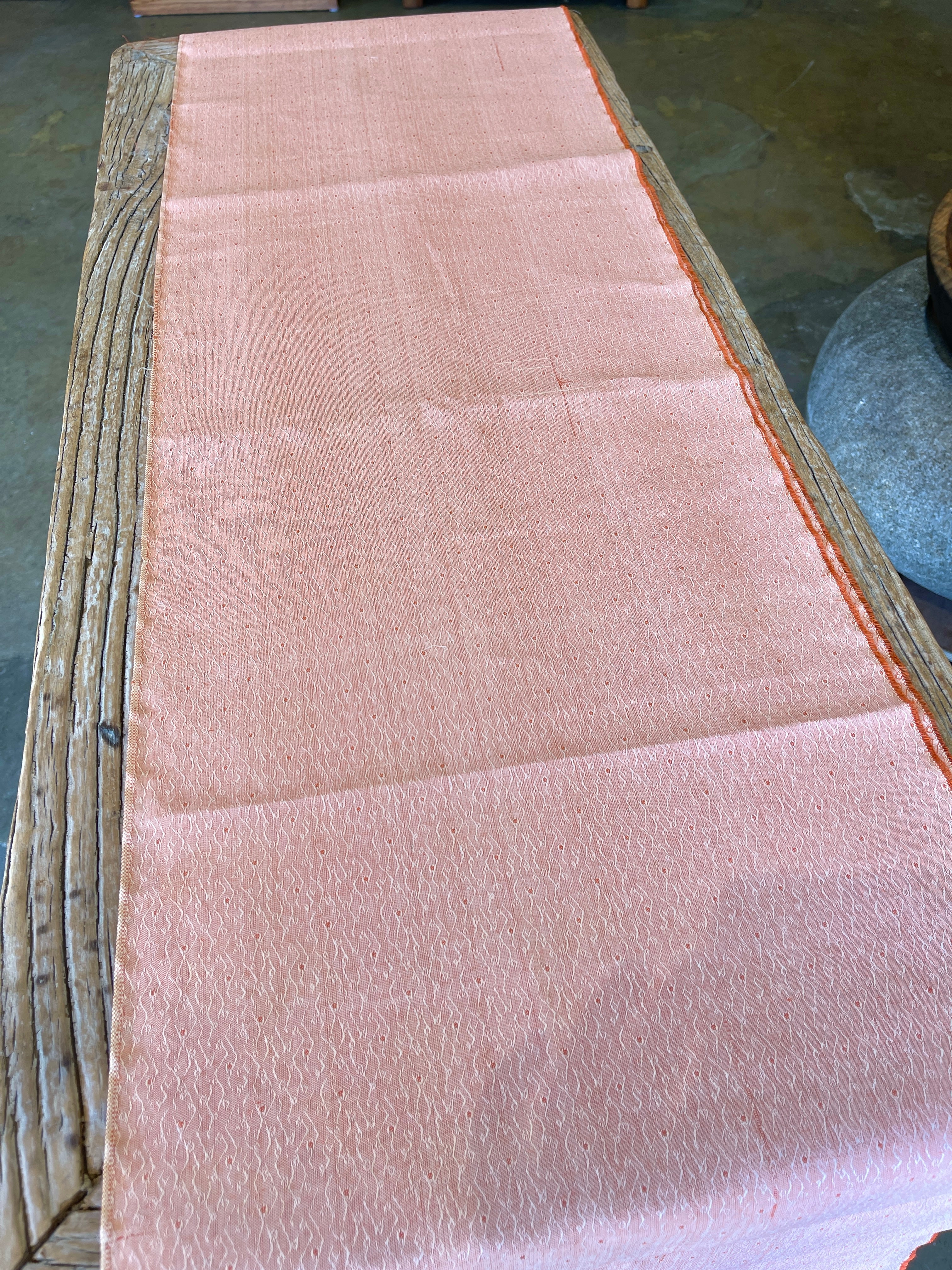 Japanese Silk Fabric, Salmon pink with Abstract Patterns
