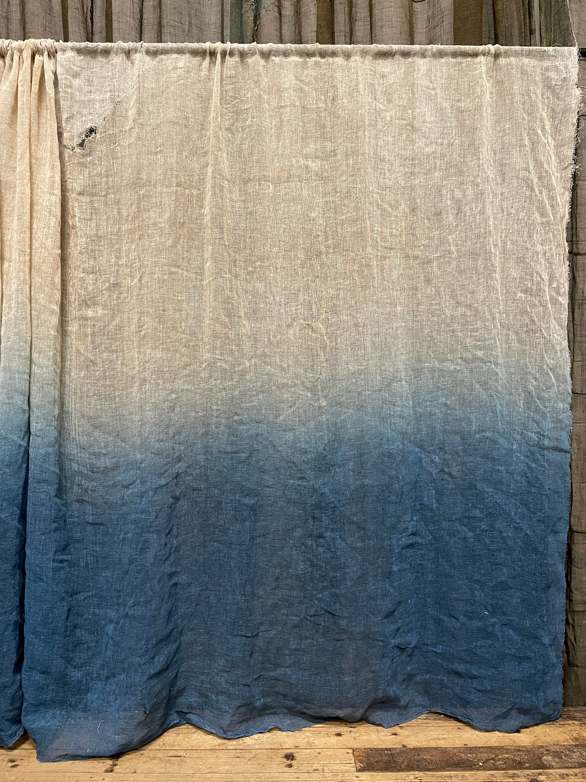 Vintage Japanese Blue Gradation Hemp Fabric | By the meter