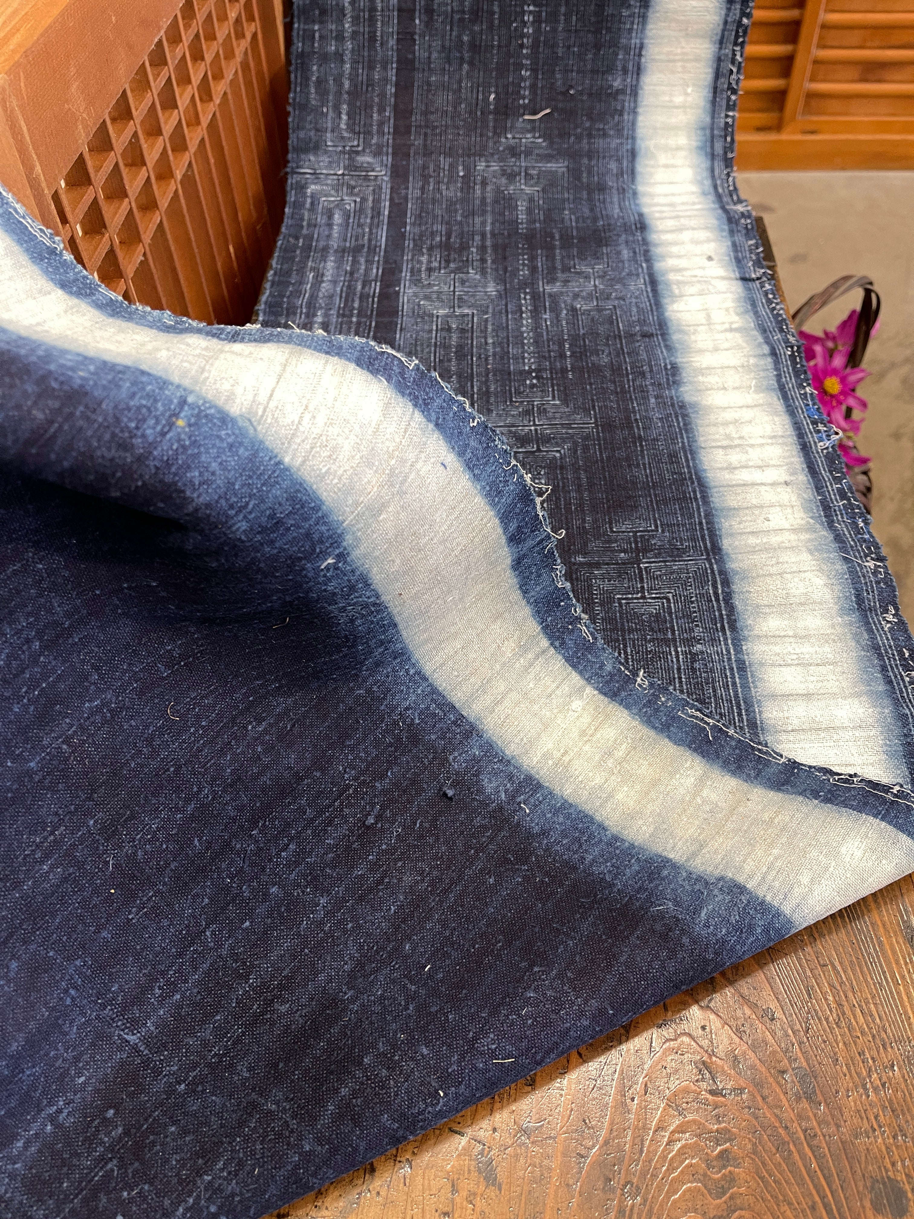 Vintage Hmong Hemp Indigo Batik