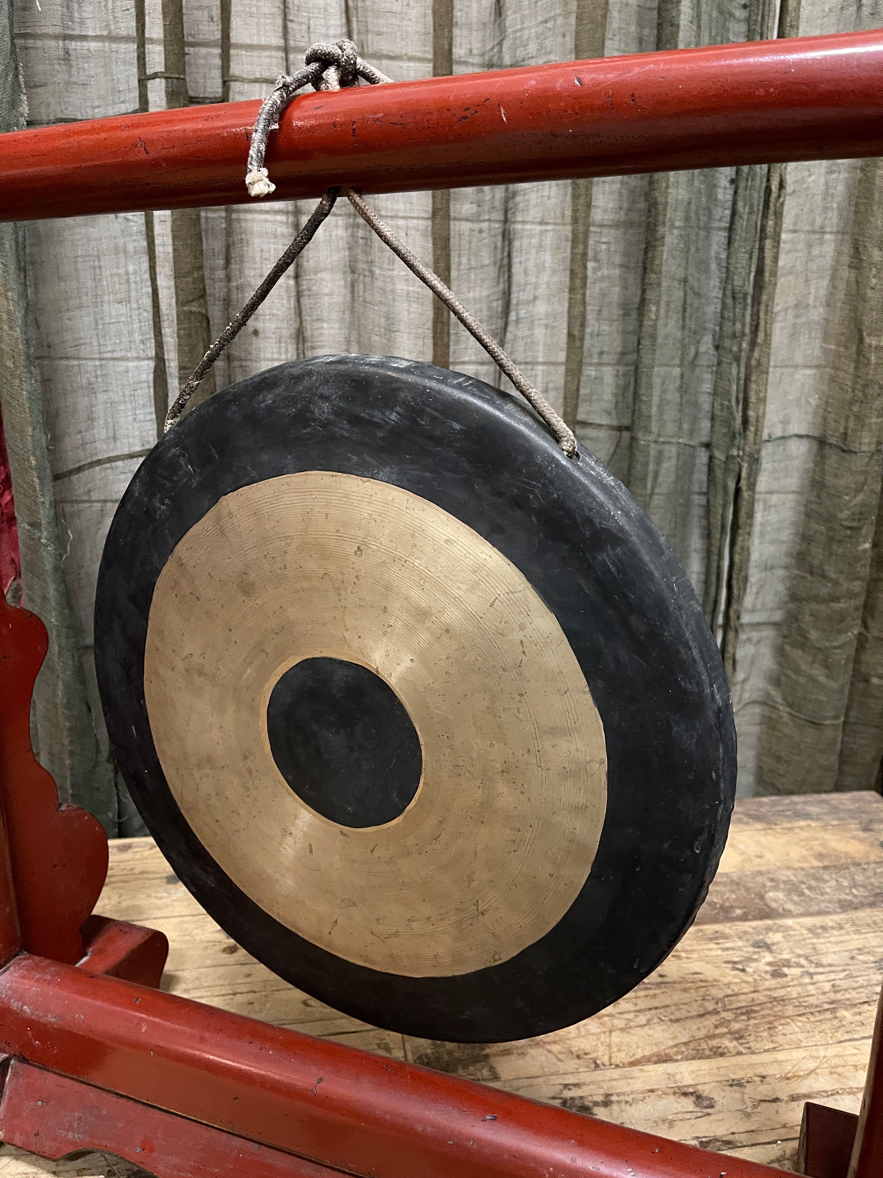 Vintage Chinese Gong On A Stand