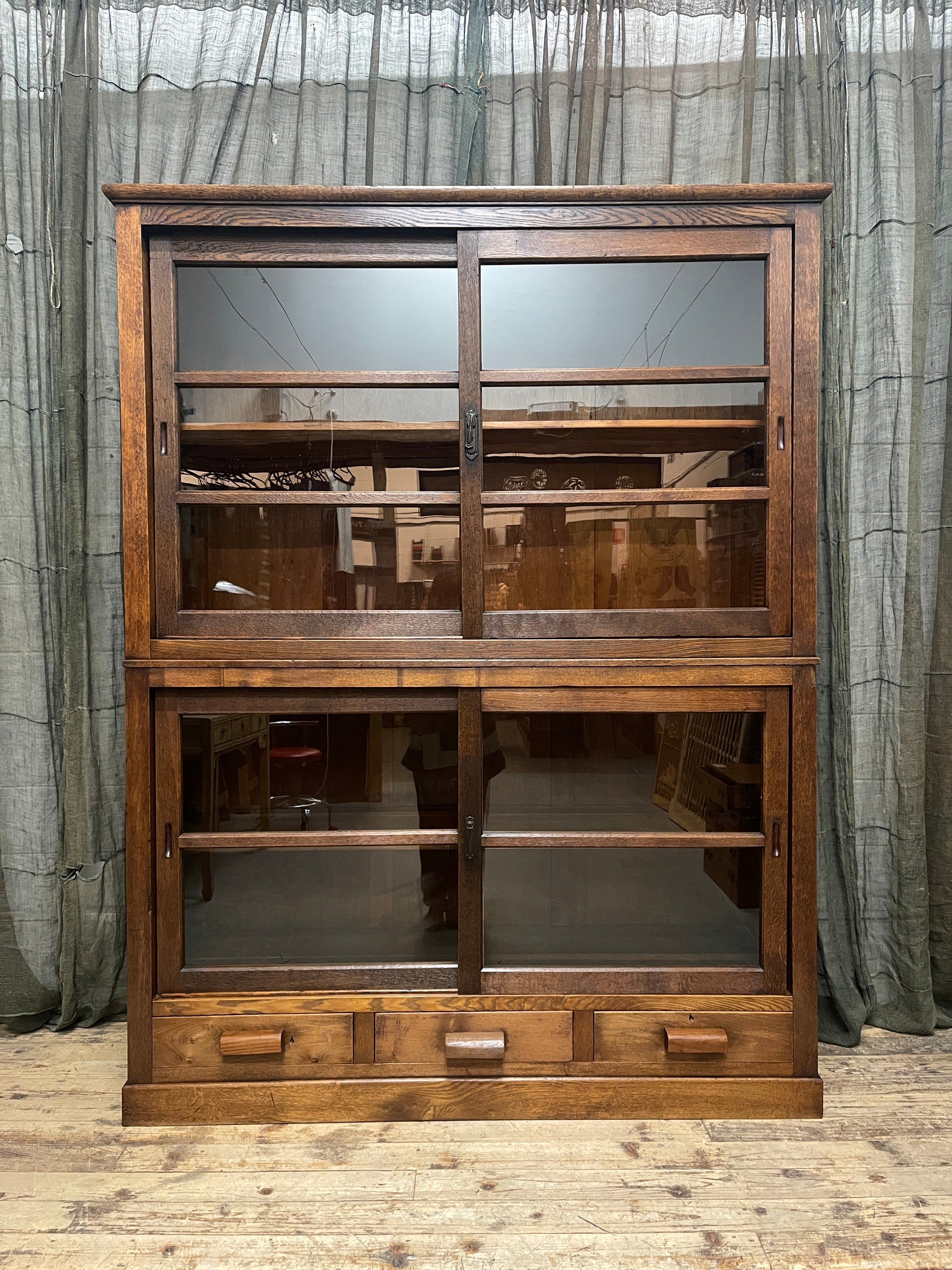Japanese Library Cabinet - Oak | Taisho