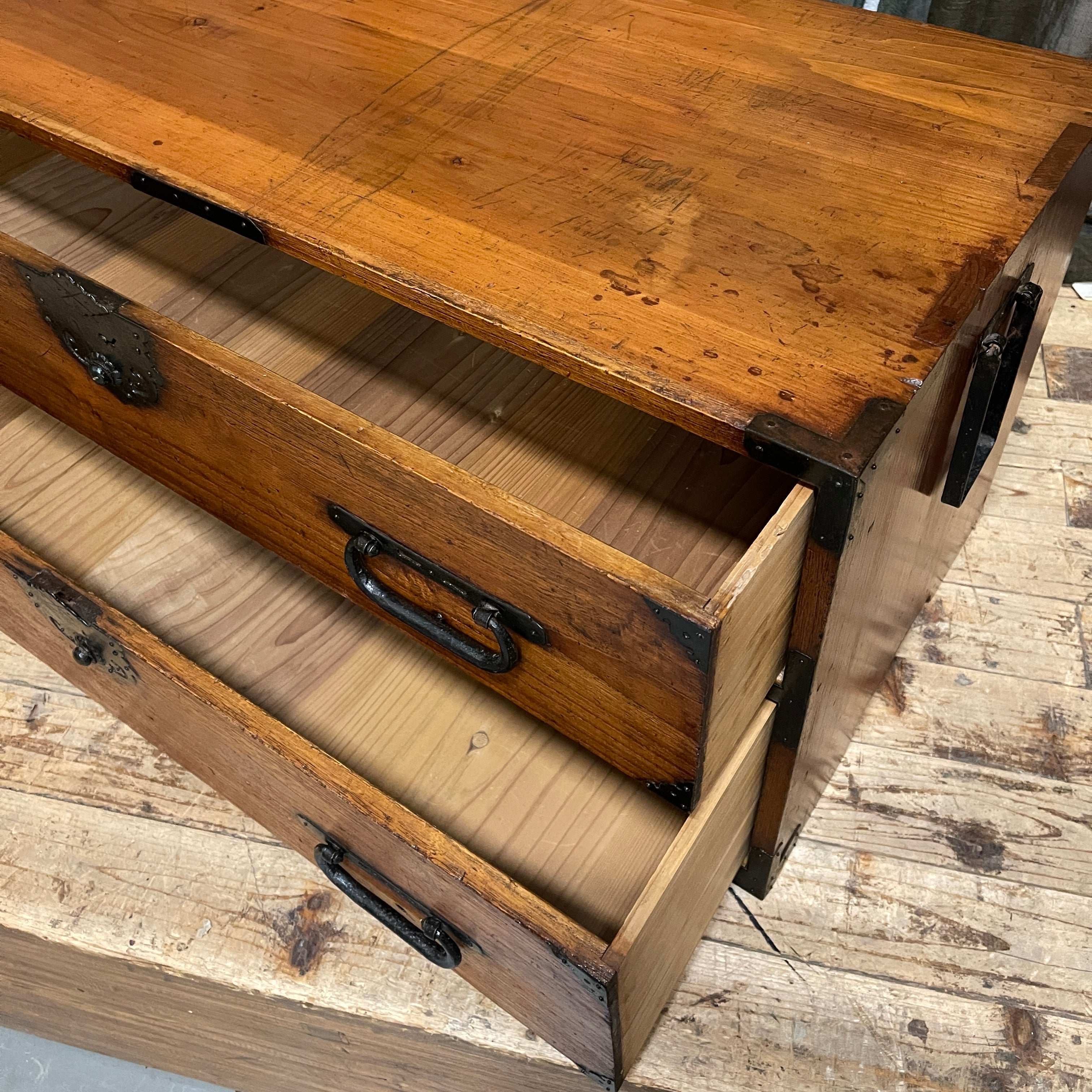 Antique Japanese Low Cabinet - Paulownia & Cypress | Meiji