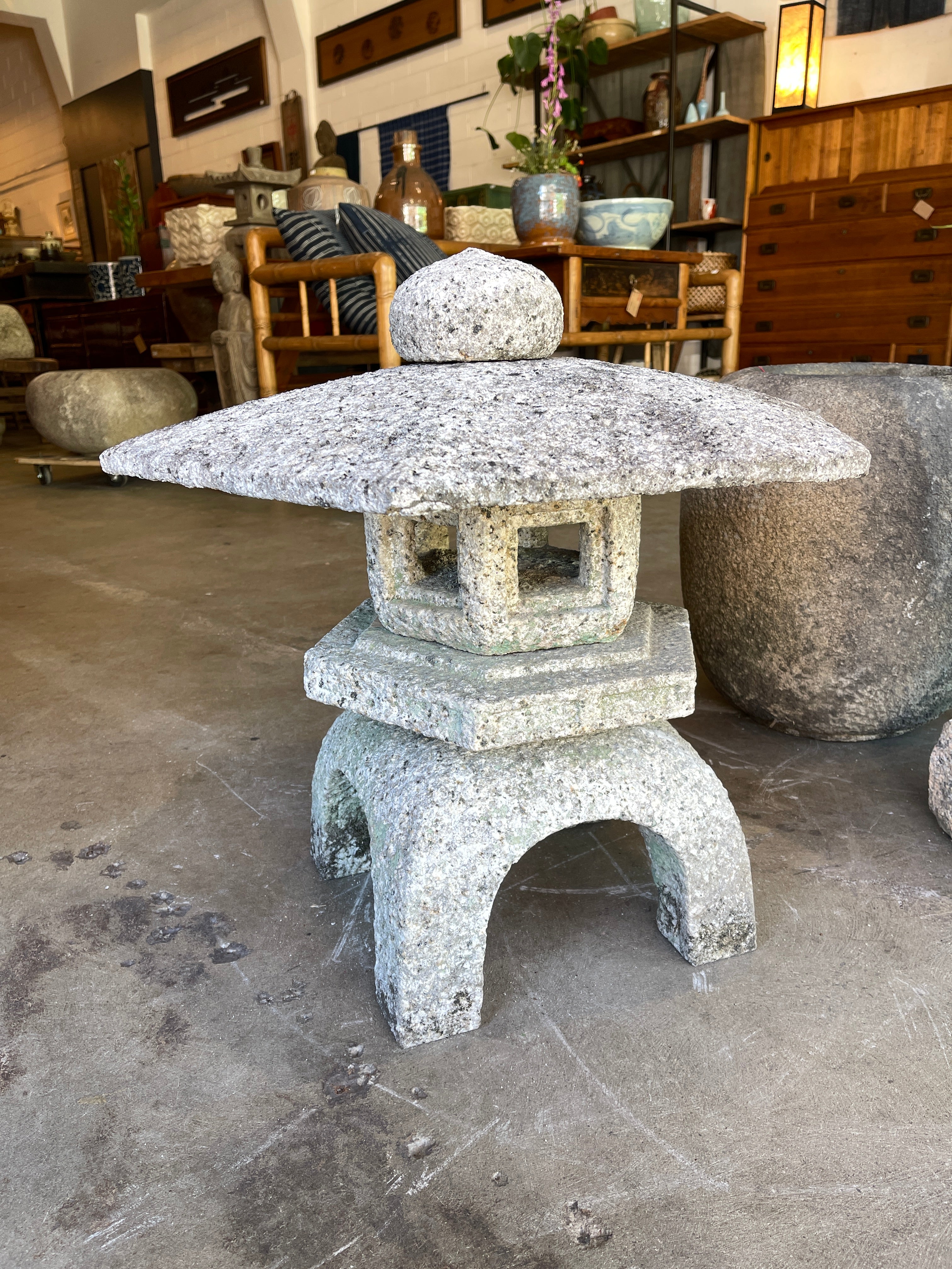 Japanese Yukimi Snow Garden Lantern - Granite | Meiji