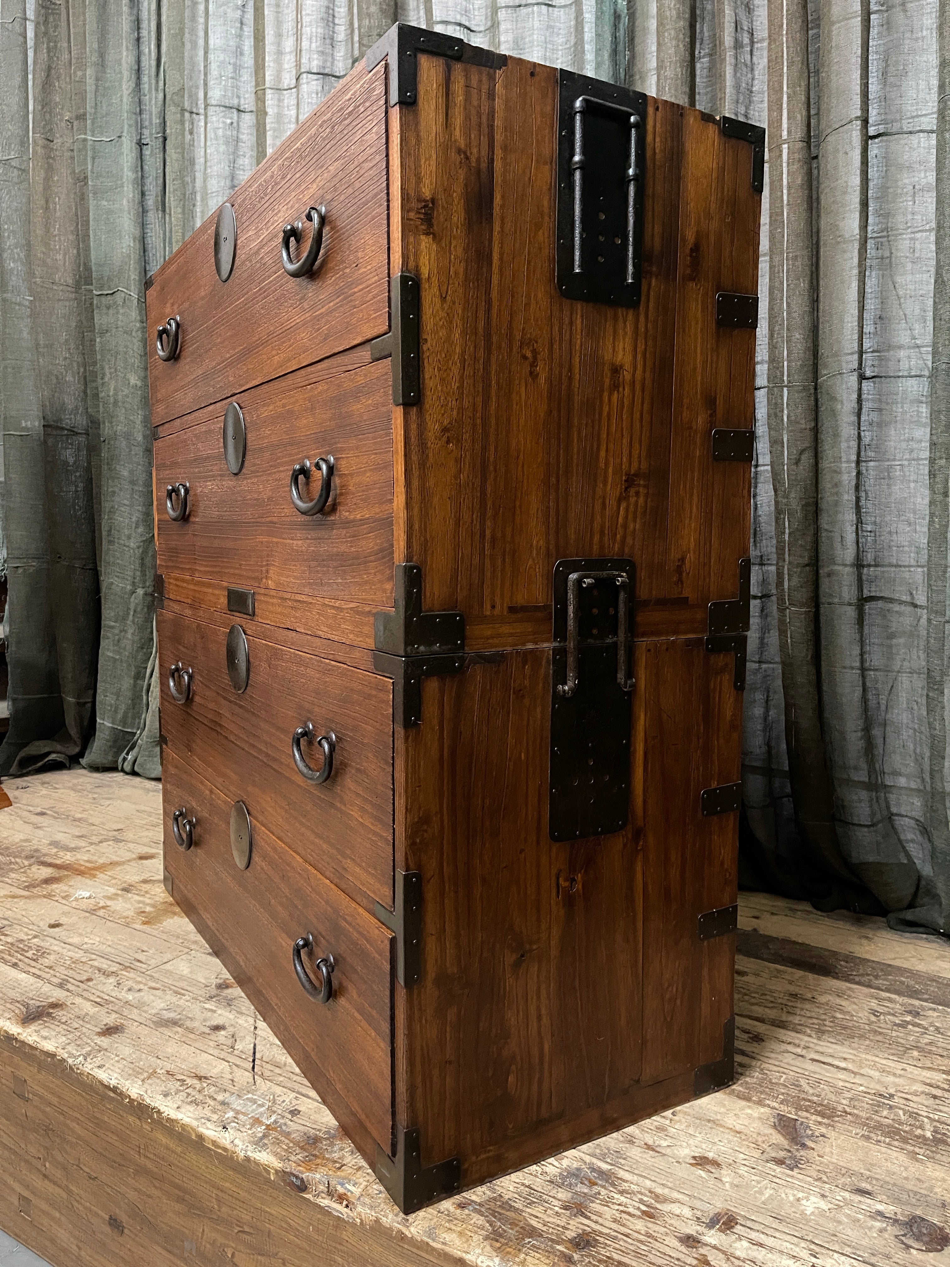 Japanese Kimono Storage Chest-on-Chest, Isho Dansu - Paulownia | Meiji