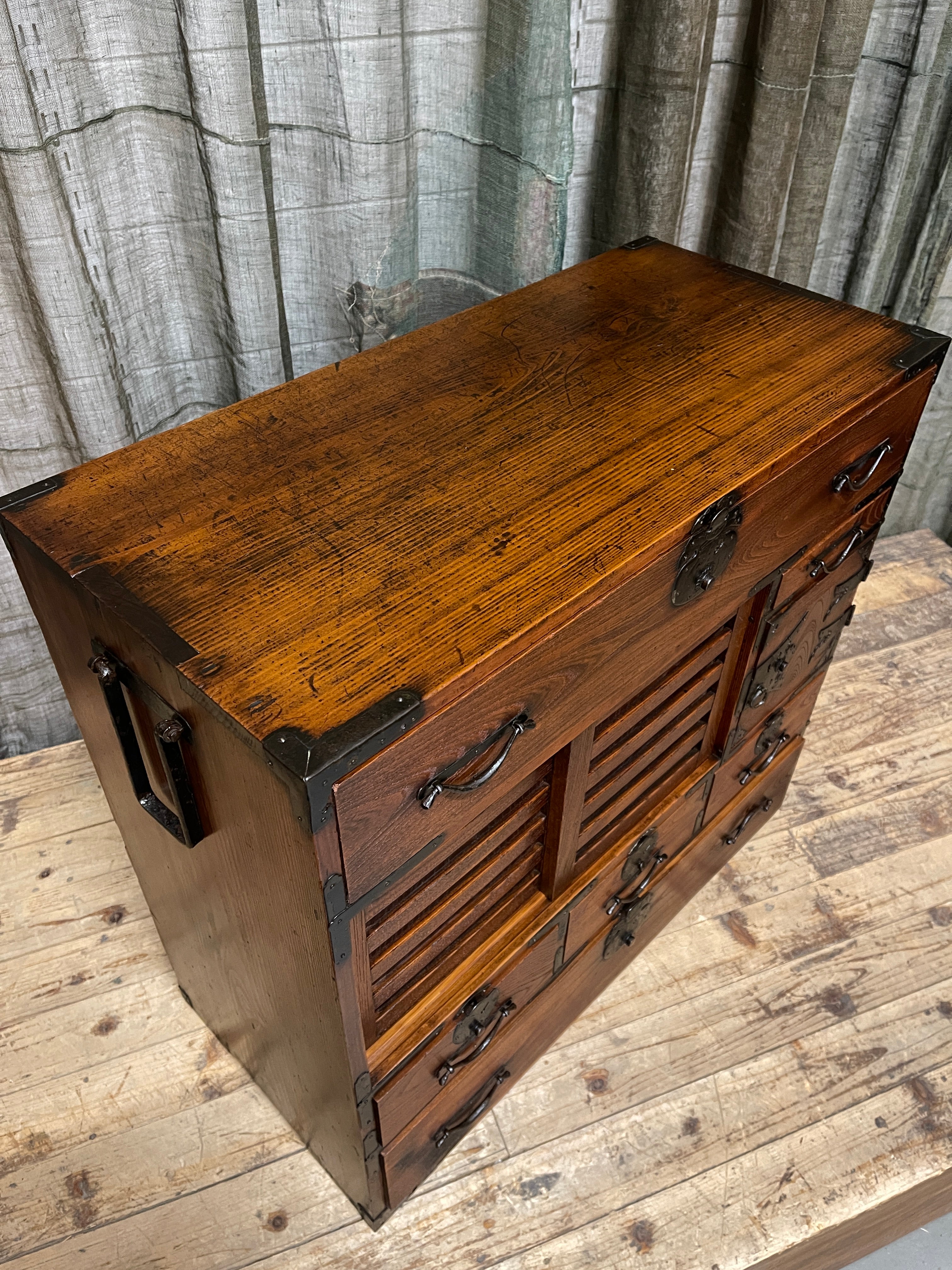 Japanese Choba Dansu, Merchant’s Chest from Matsumoto–  Elm | Meiji