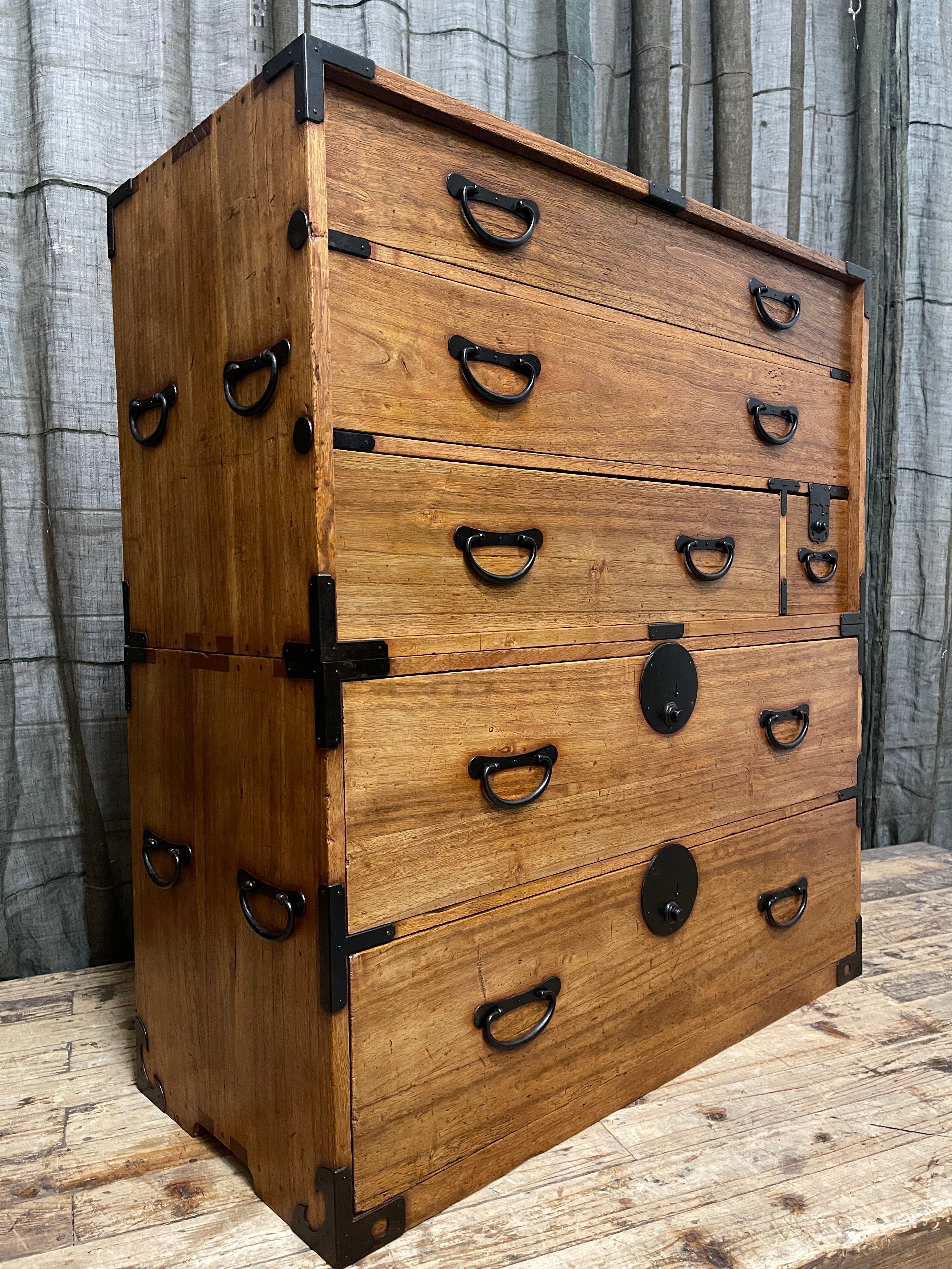 Japanese Kimono Storage Chest-on-Chest, Isho Dansu - Paulownia | Meiji