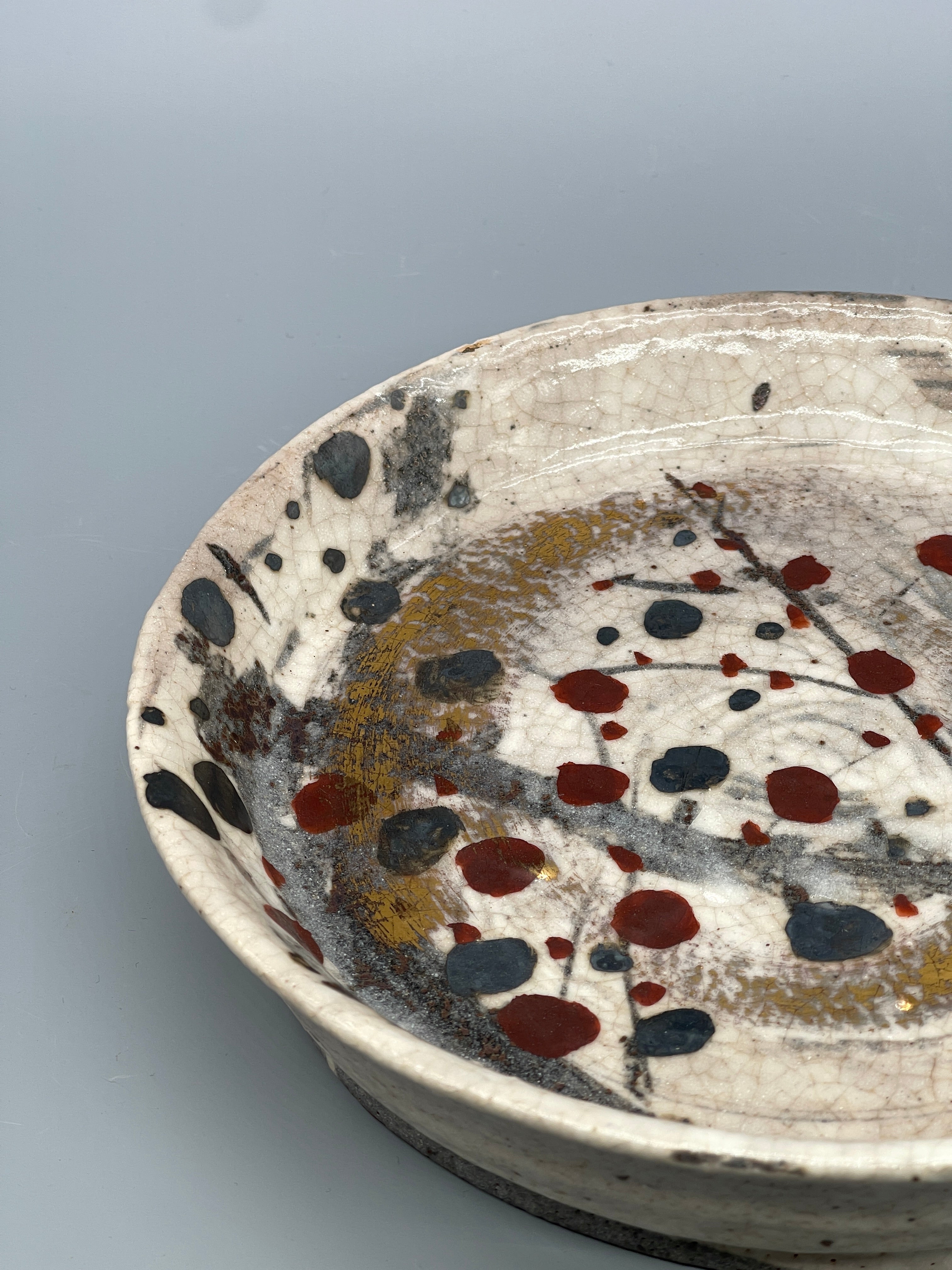 Vintage Japanese Round Plate, Thick Glaze