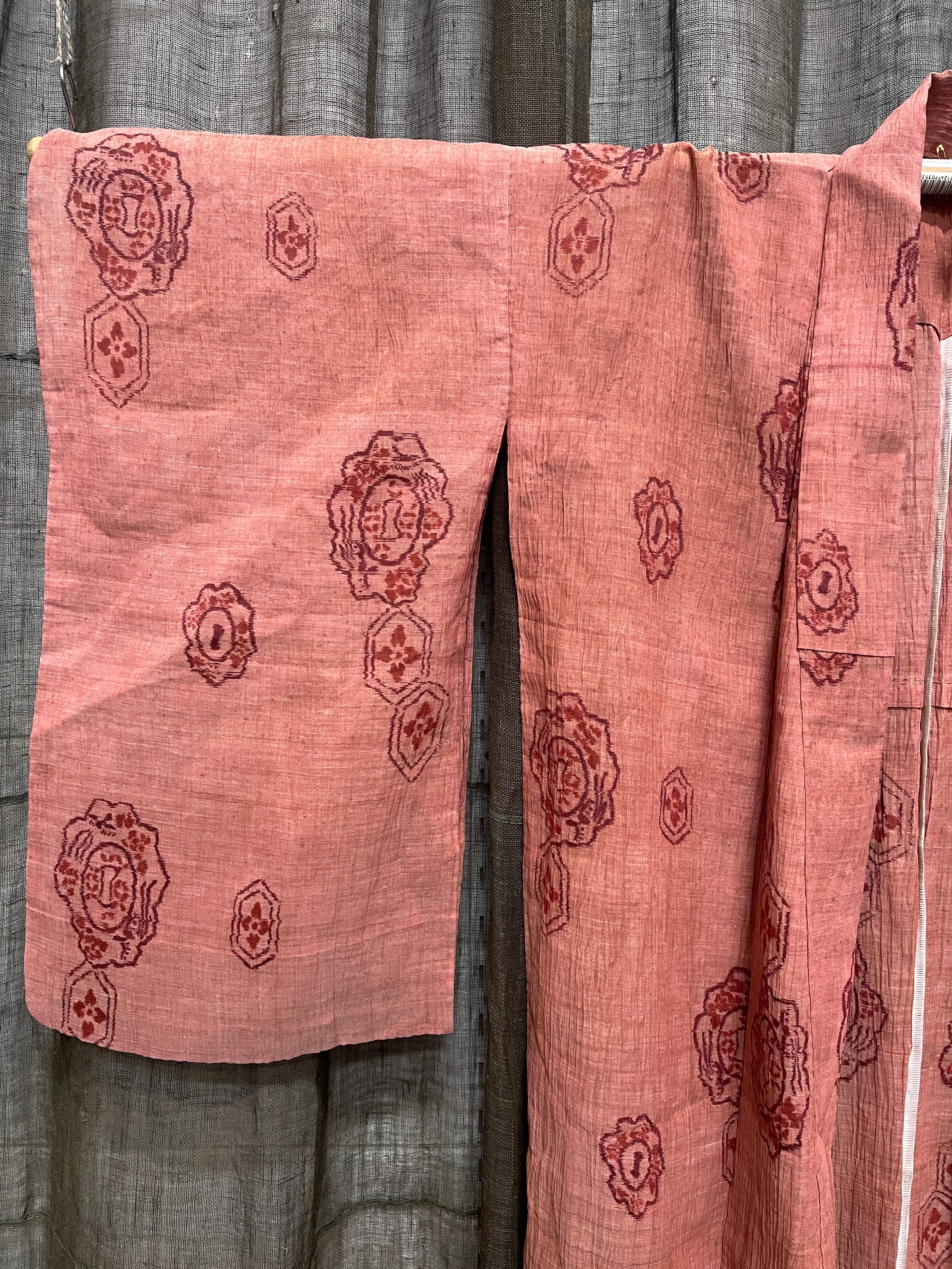 Vintage Japanese Hemp Kimono | Kasuri Weave