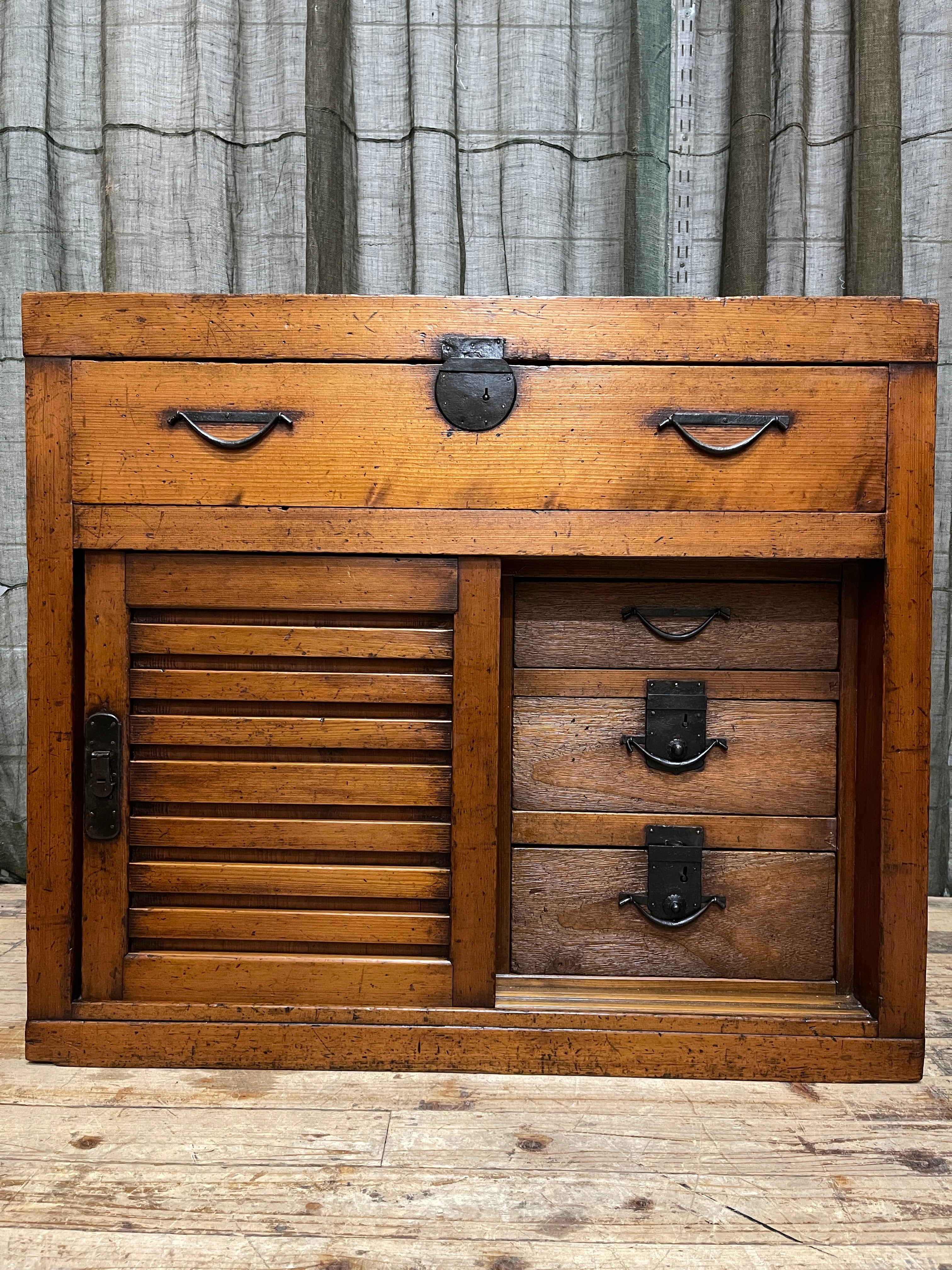Japanese Folk Art Storage Cabinet - Cedar & Cypress | Meiji