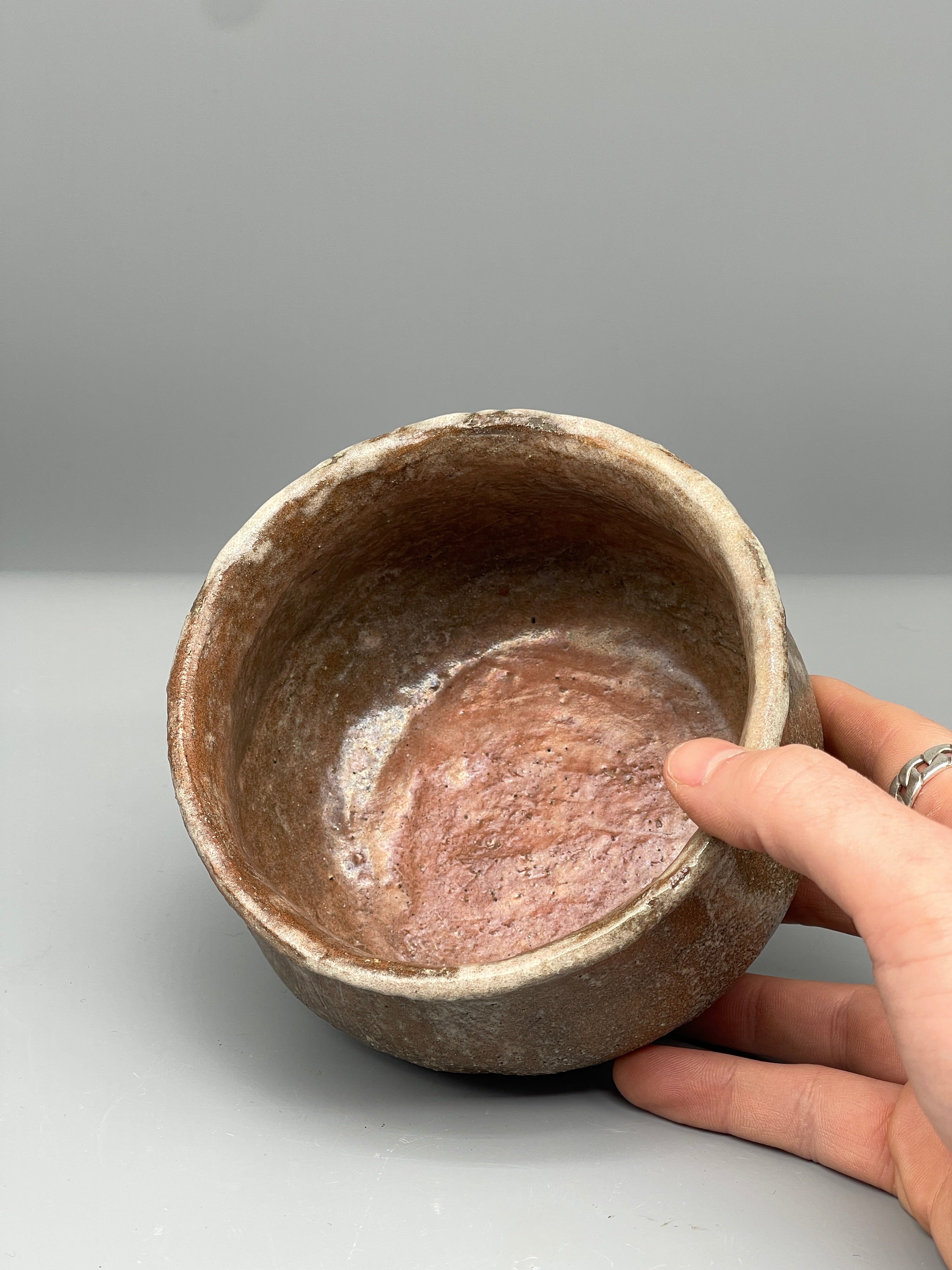 Vintage Japanese Chawan Tea Bowl - Stoneware, Pale Ash Glaze