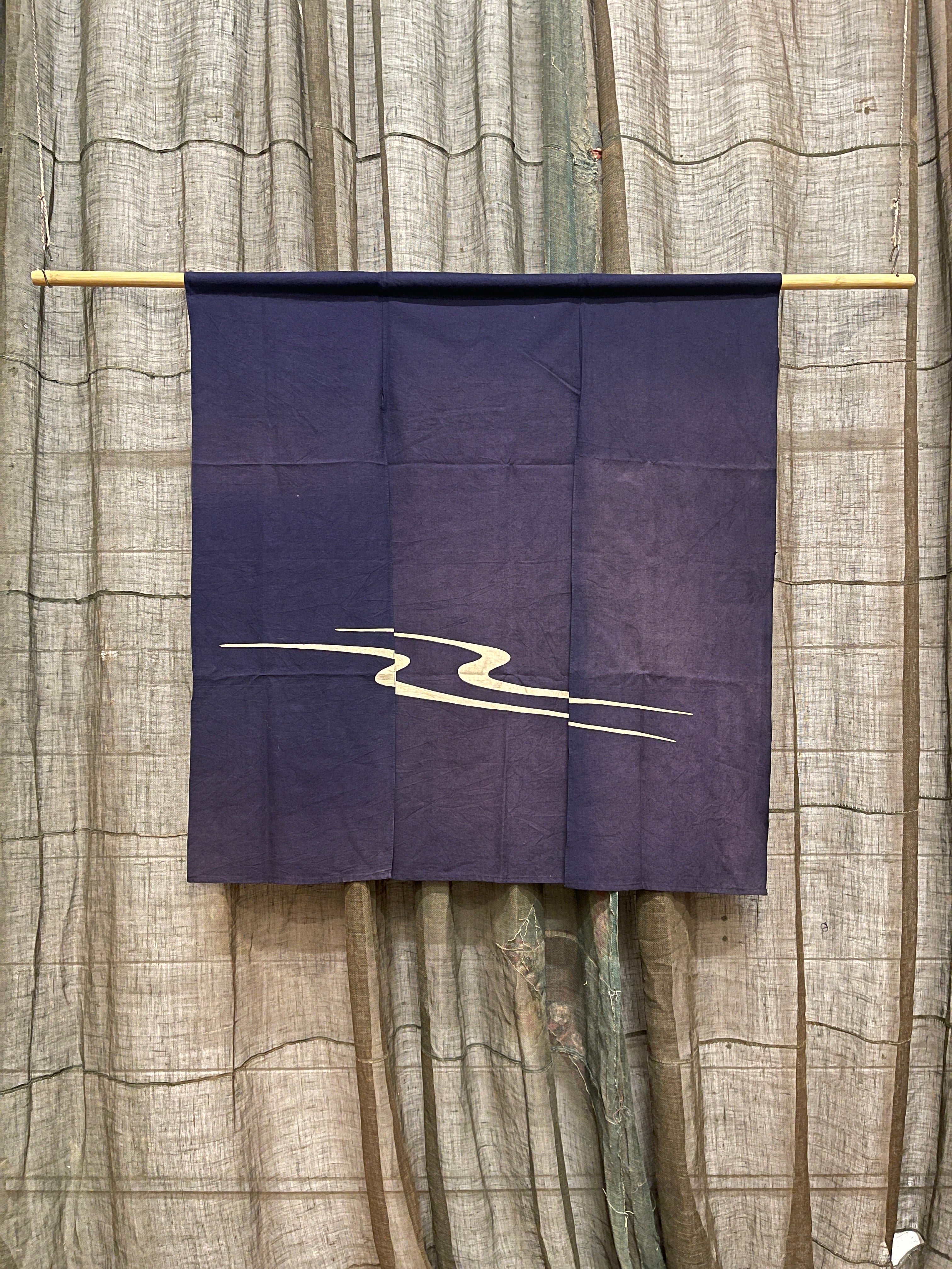 Vintage Japanese Noren - Cotton | Wave Design