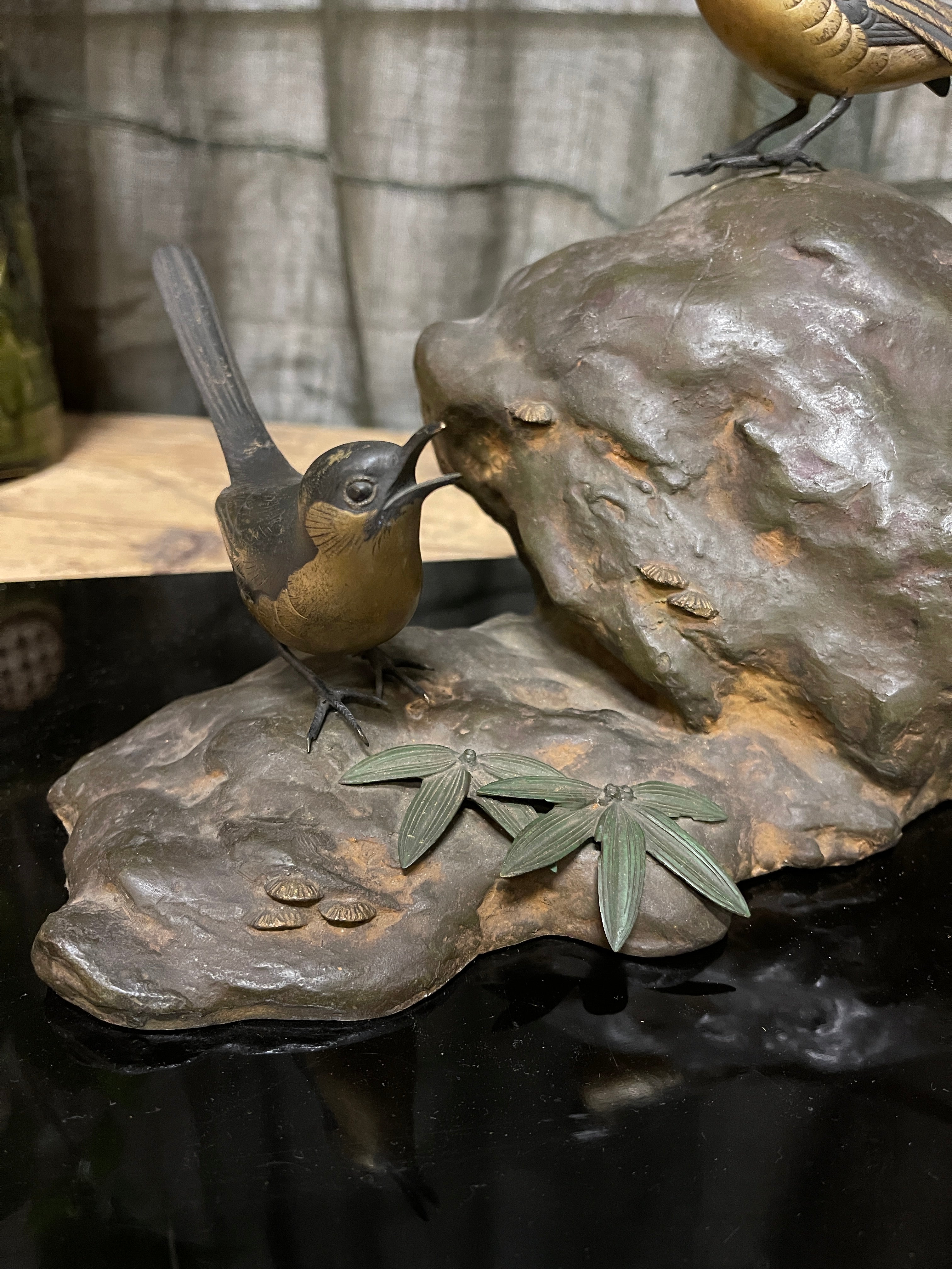 Japanes Bronze Okimono Of Sparrows| c.1950