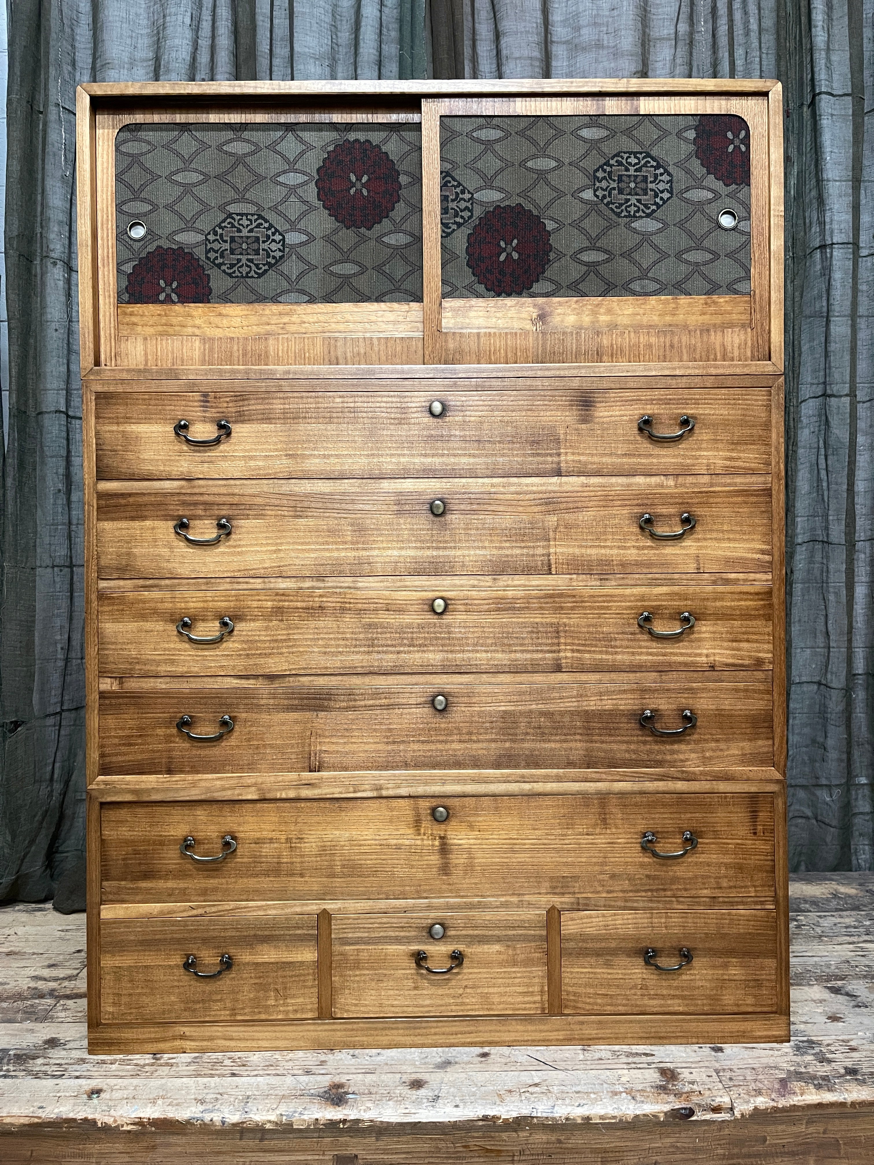Japanese Three-Piece Kimono Chest of Drawers - Paulownia | Midcentury