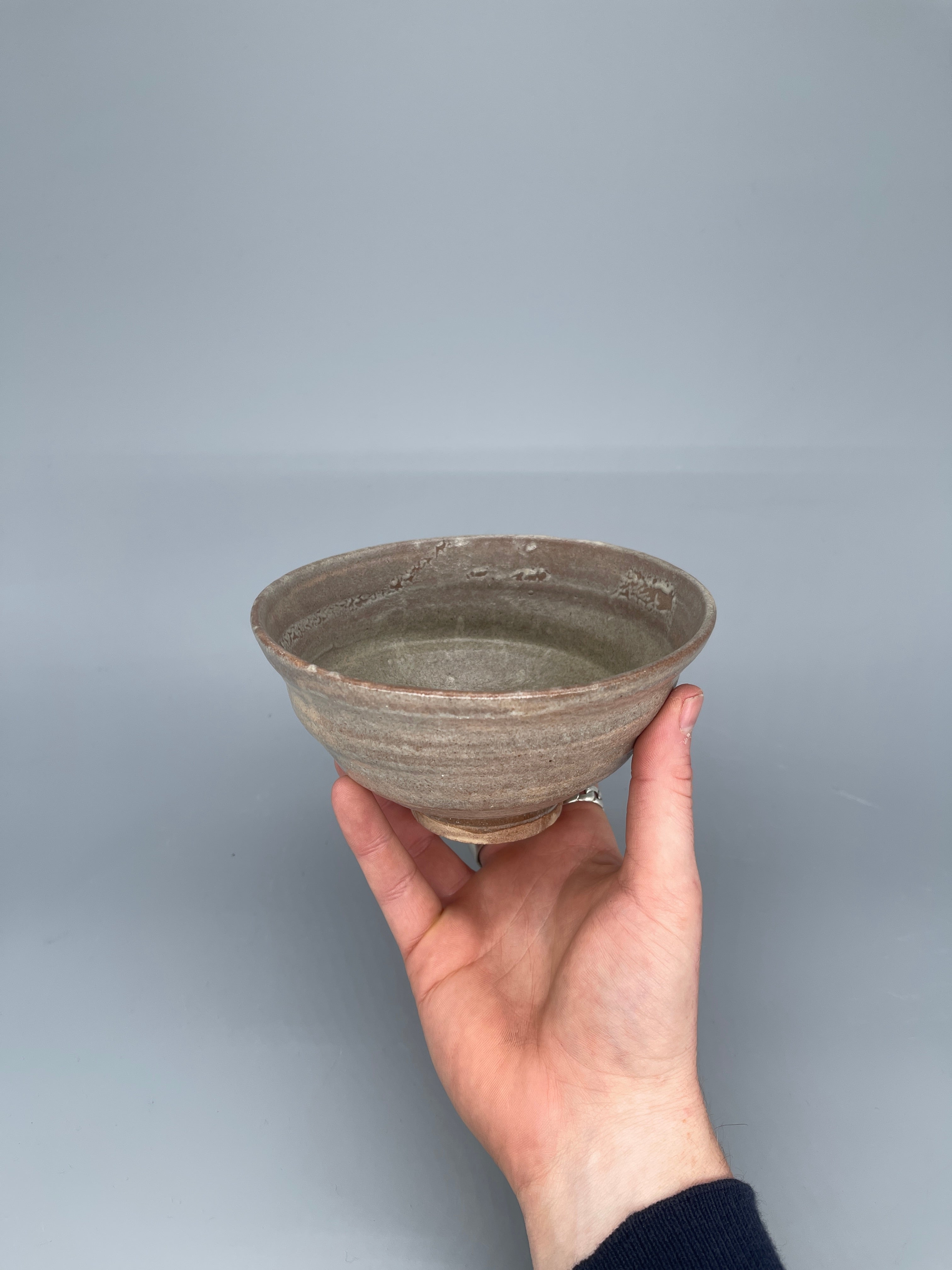 Vintage Japanese Matcha Bowl, Chawan - Brown, White Drip Glaze