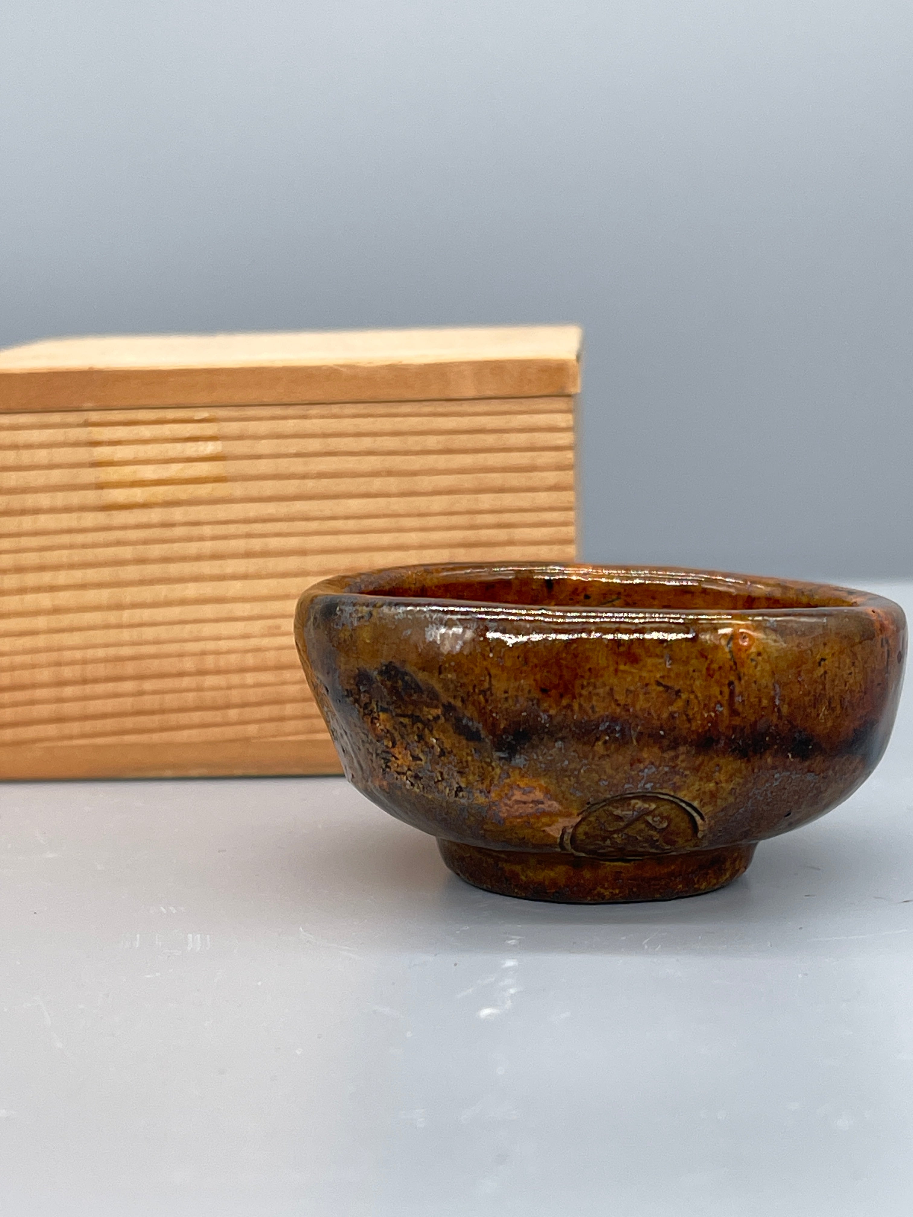 Japanese Stoneware Sake Cup - Amber Glaze