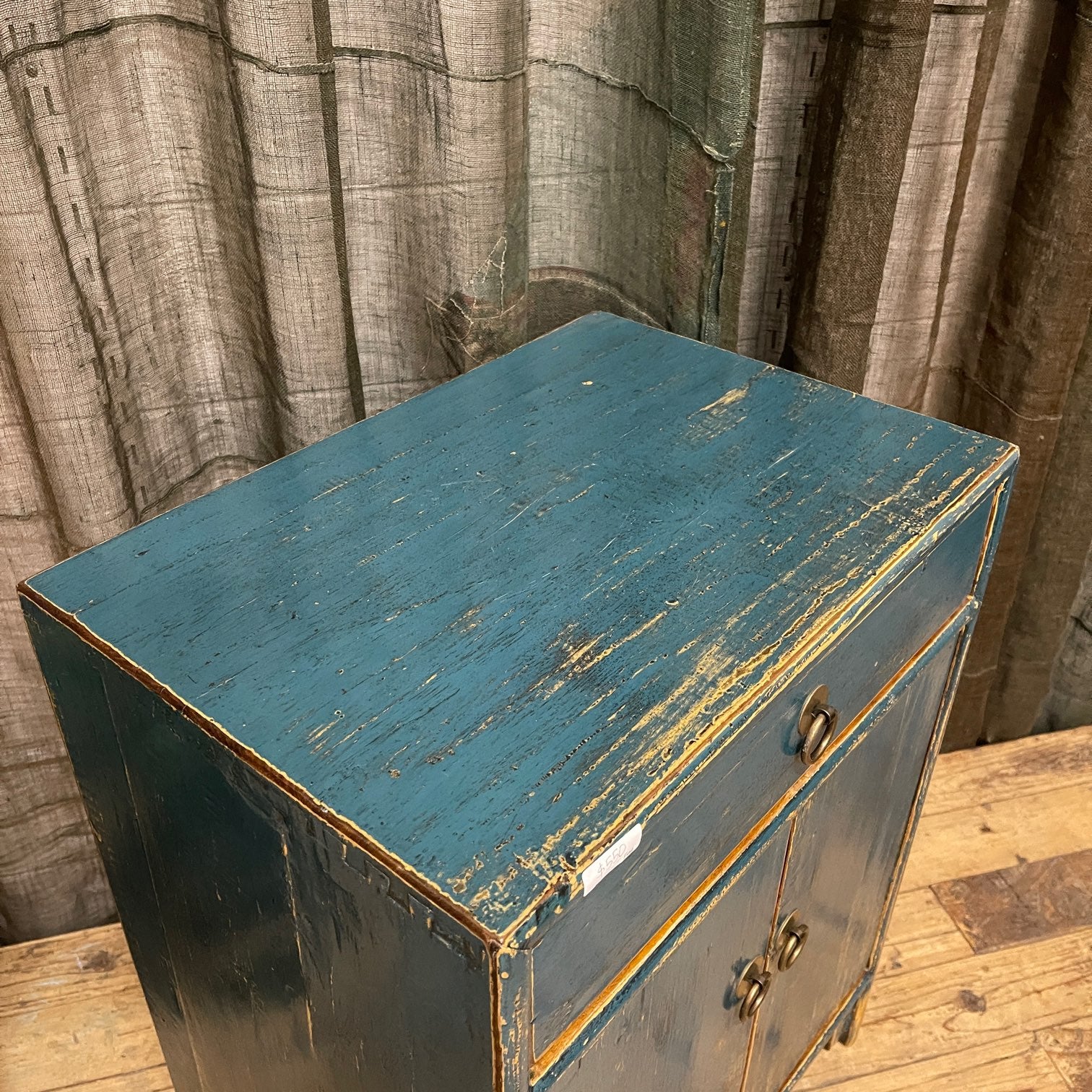 Provincial Style Chinese Blue Lacquered Side Cabinet