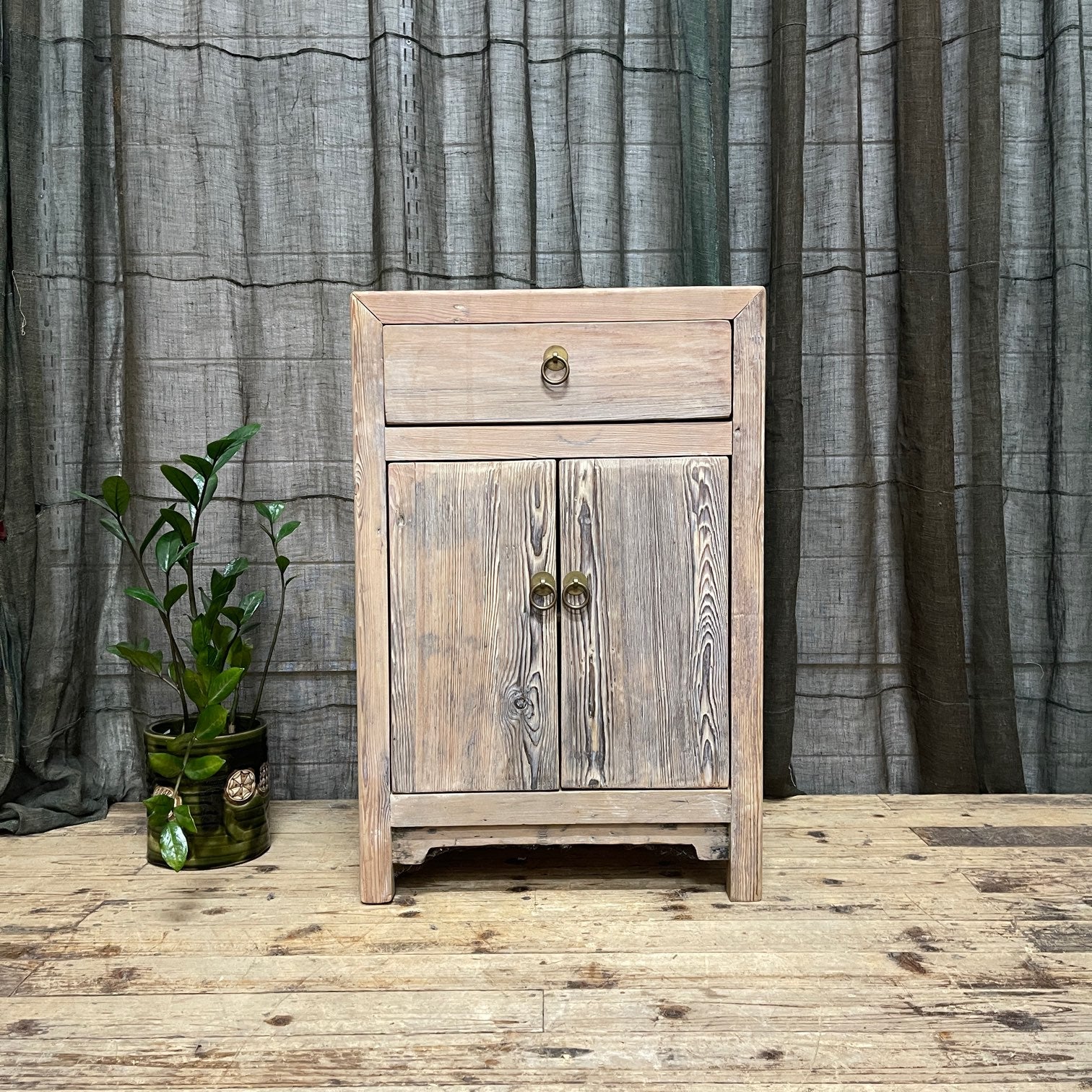 Provincial Style Chinese Raw Timber Side Cabinet