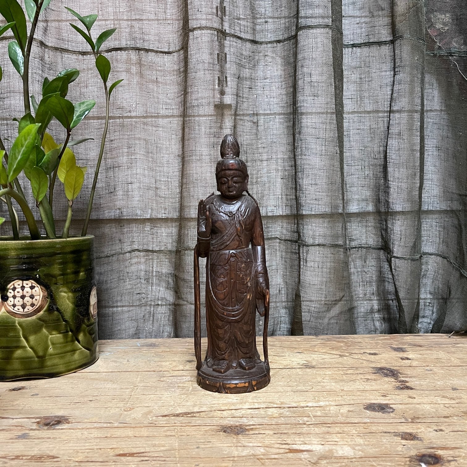 Vintage Japanese Buddha - Carved Wood | c.1950s