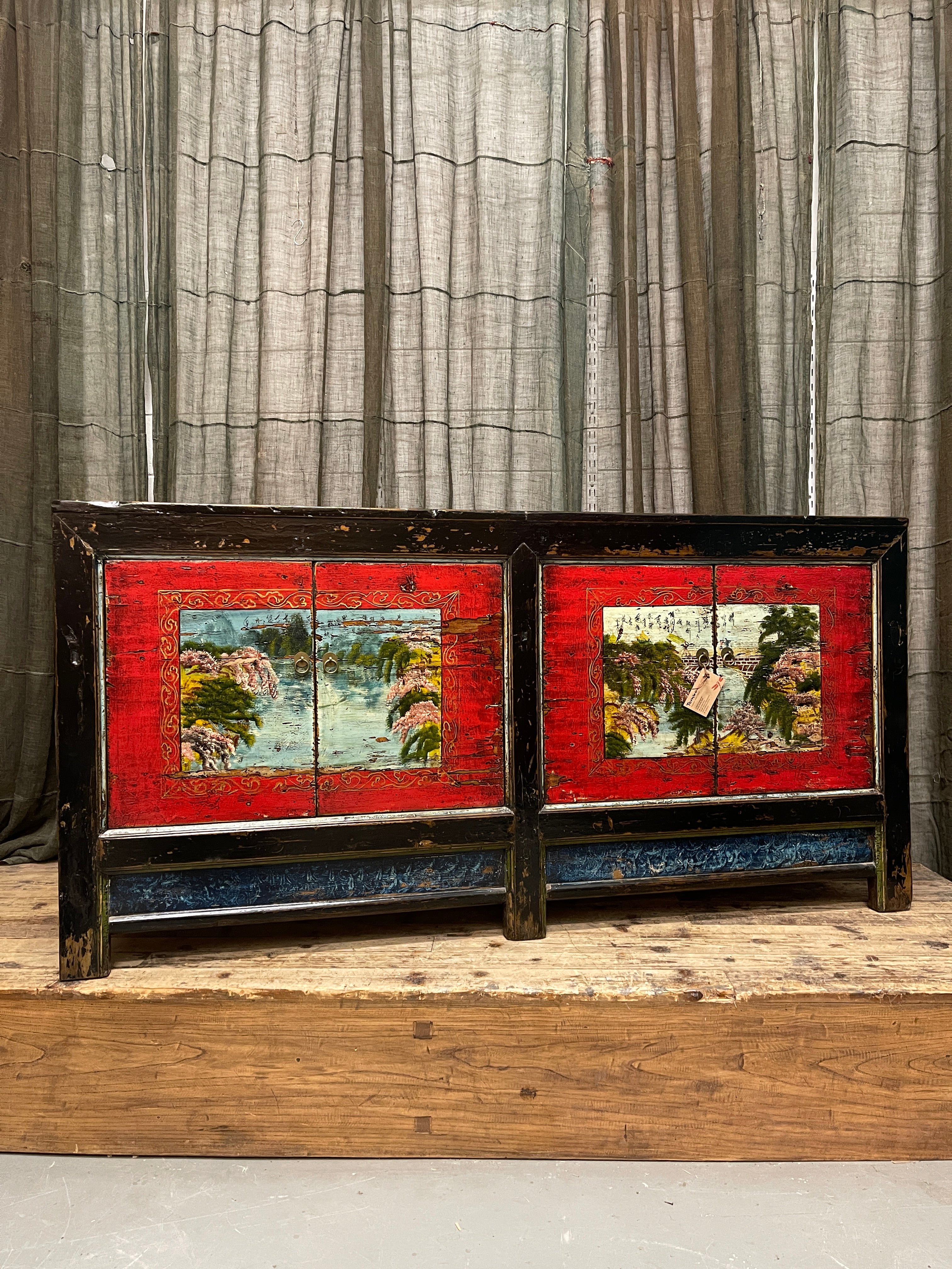 Antique Chinese Sideboard with Original Painted Finish, Elm | c.1900