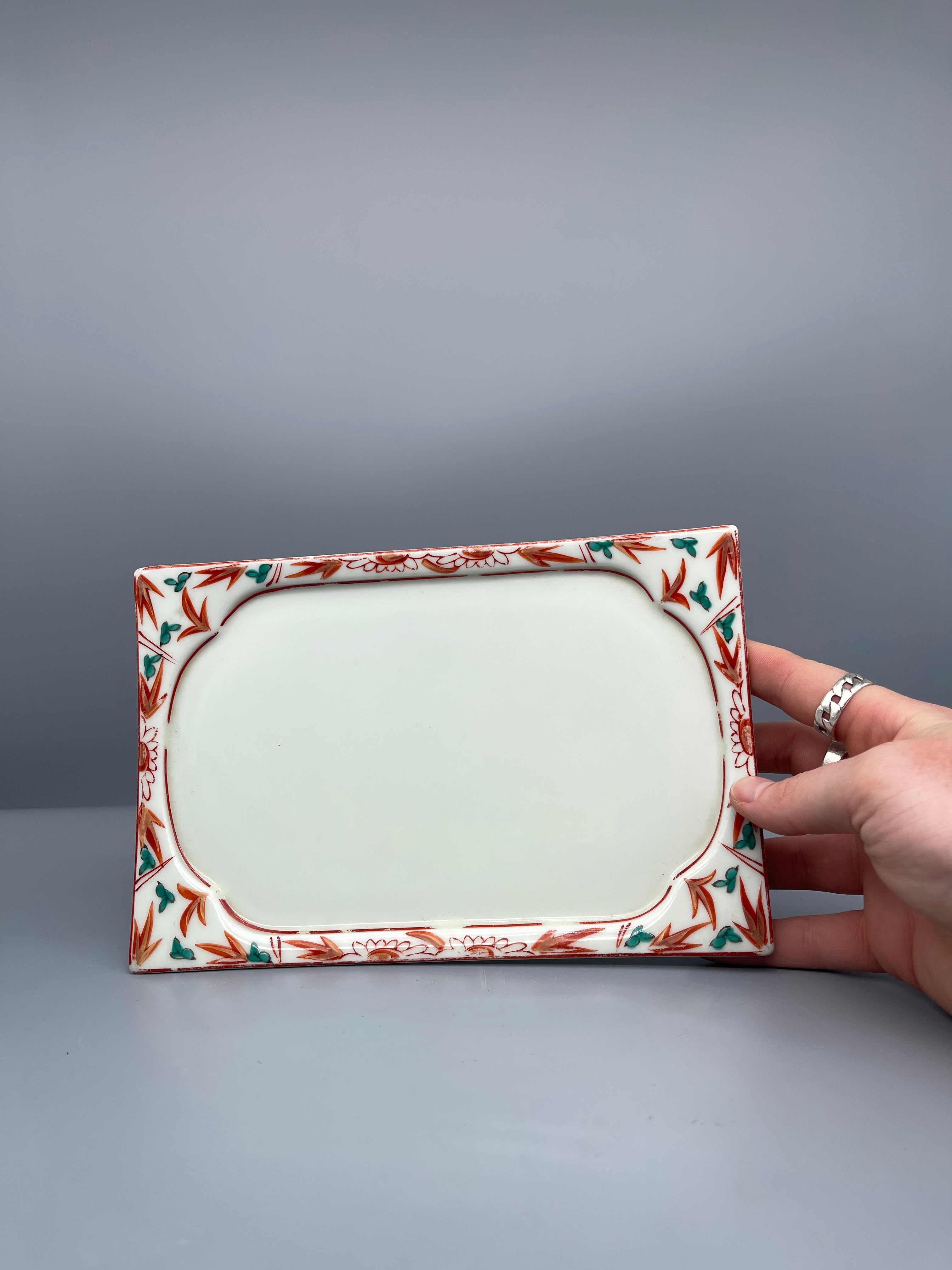 Porcelain Japanese Serving Plate, Floral Motif