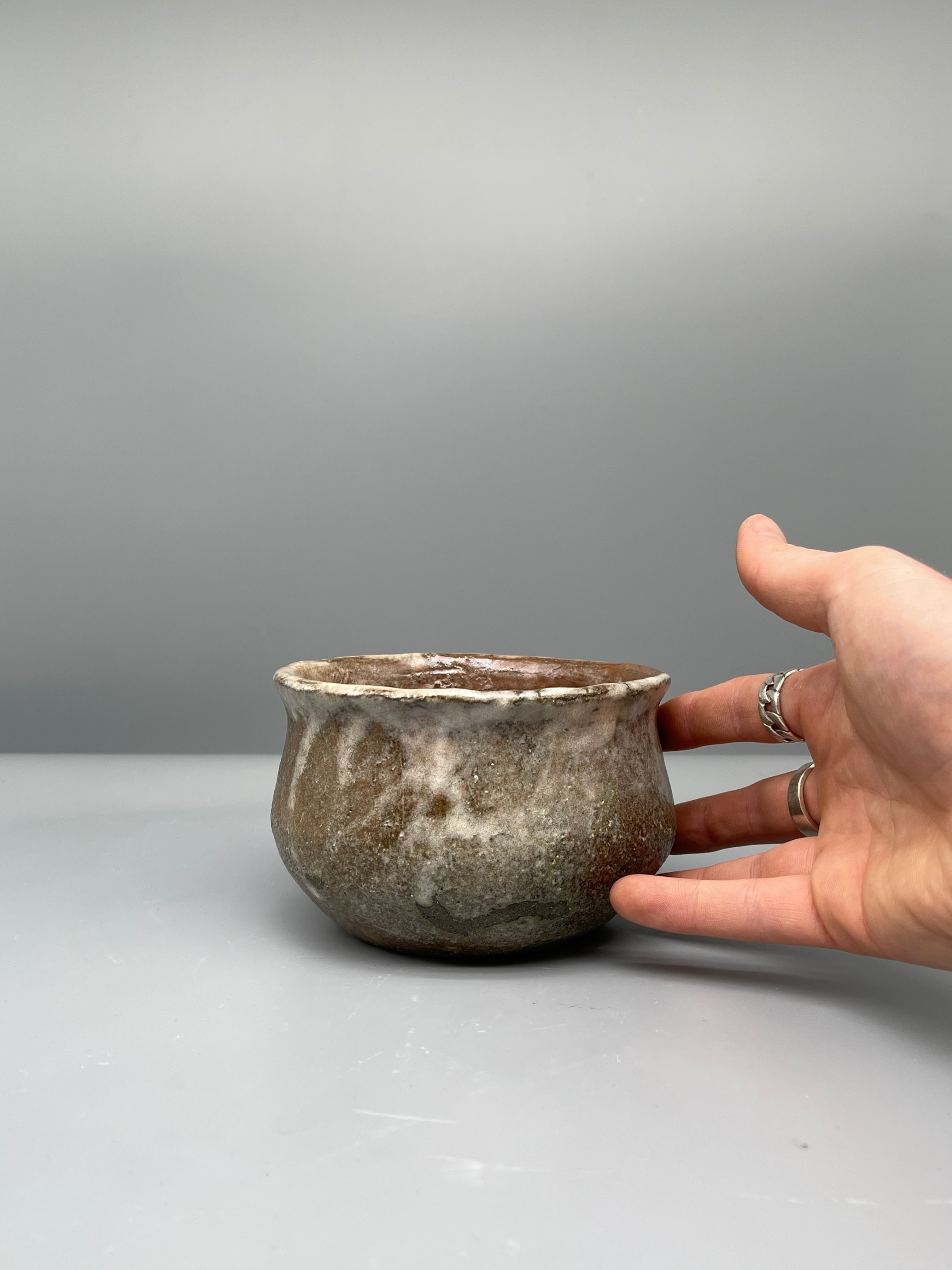 Vintage Japanese Chawan Tea Bowl - Stoneware, Pale Ash Glaze