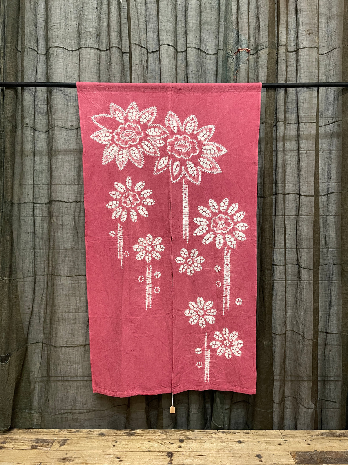 Shibori Pink Dyed Noren - Cotton
