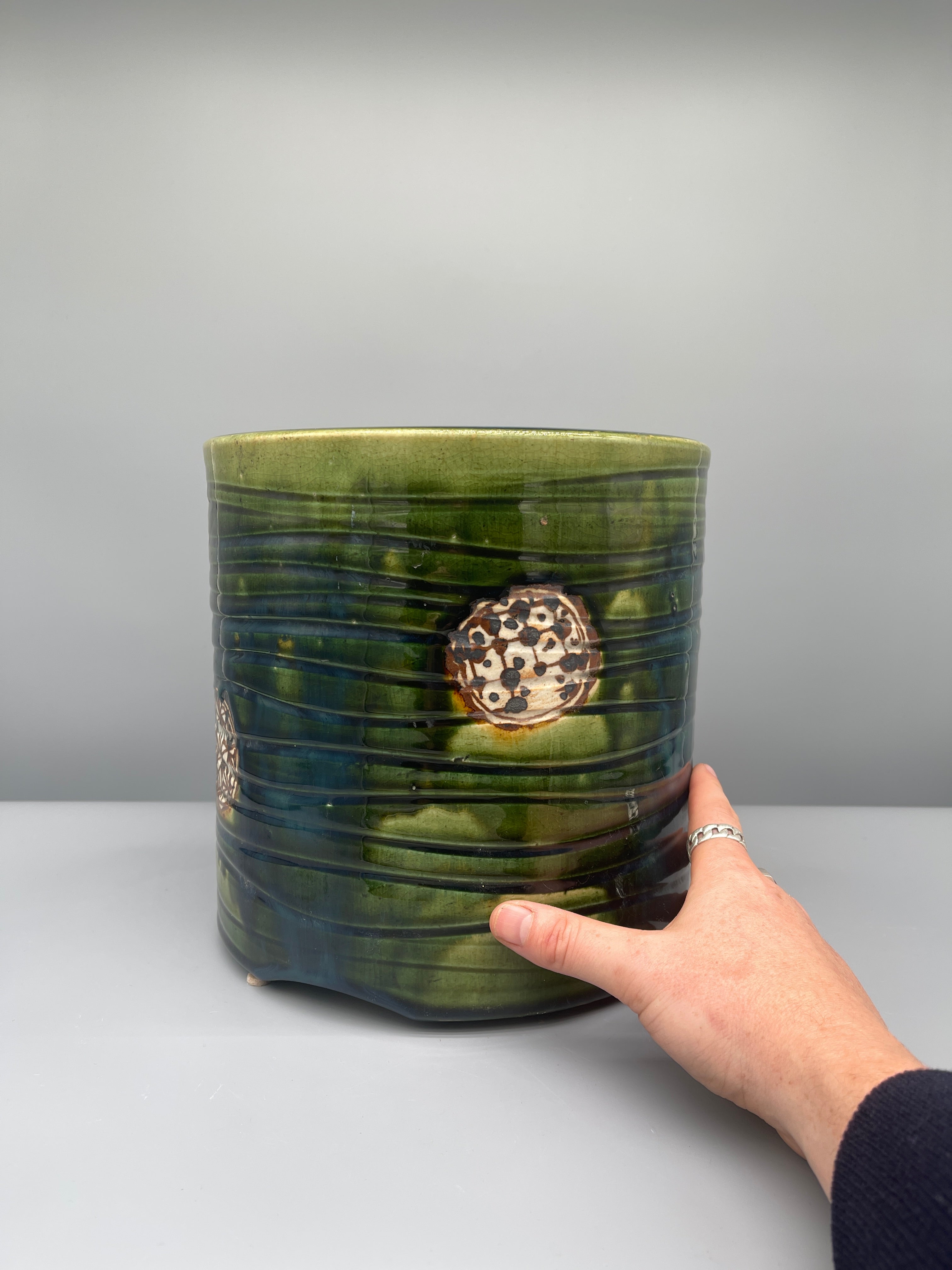 Japanes Porcelain Oribe Hibachi | c.1960