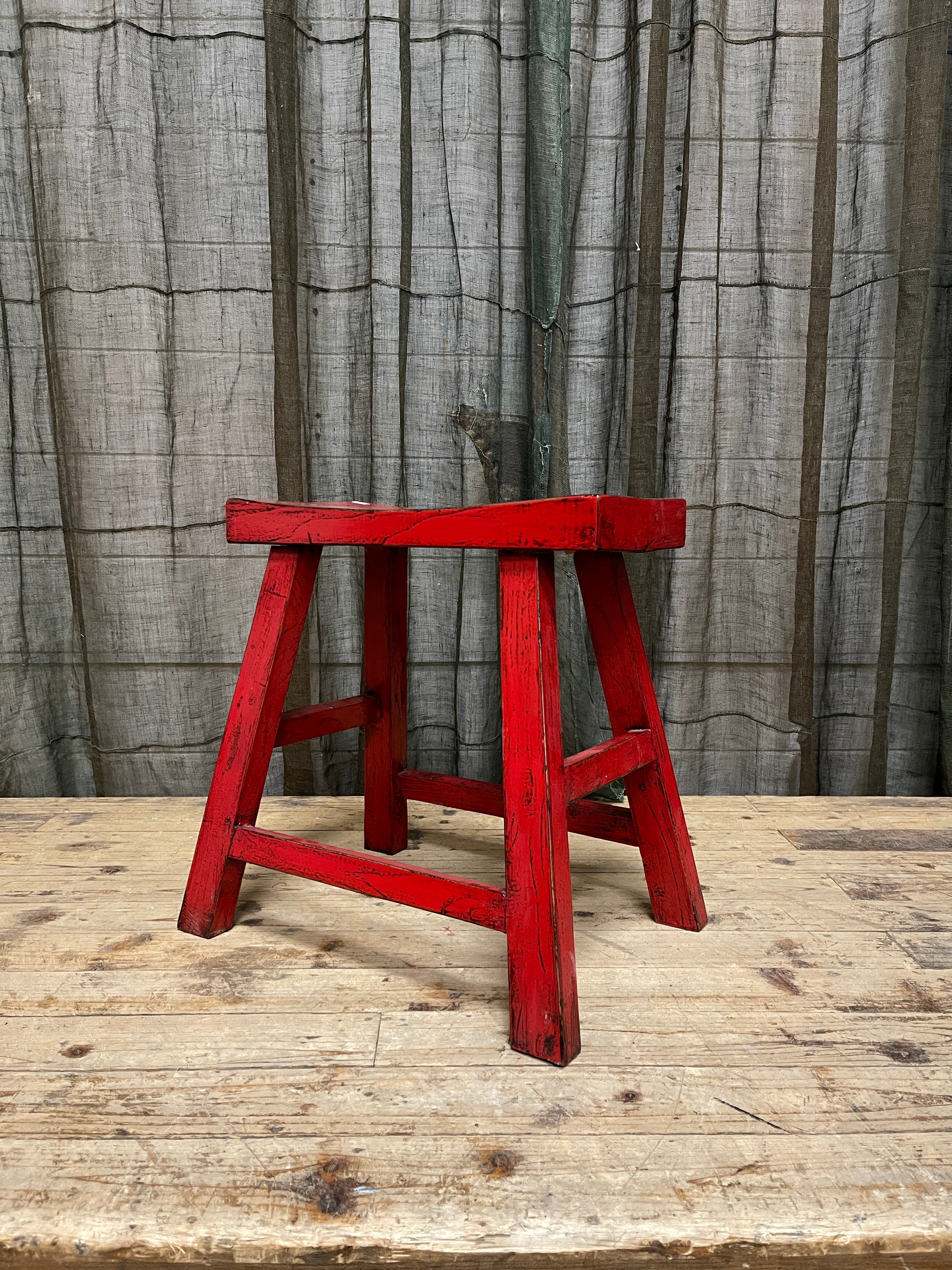 Chinese Provincial Stool - Red