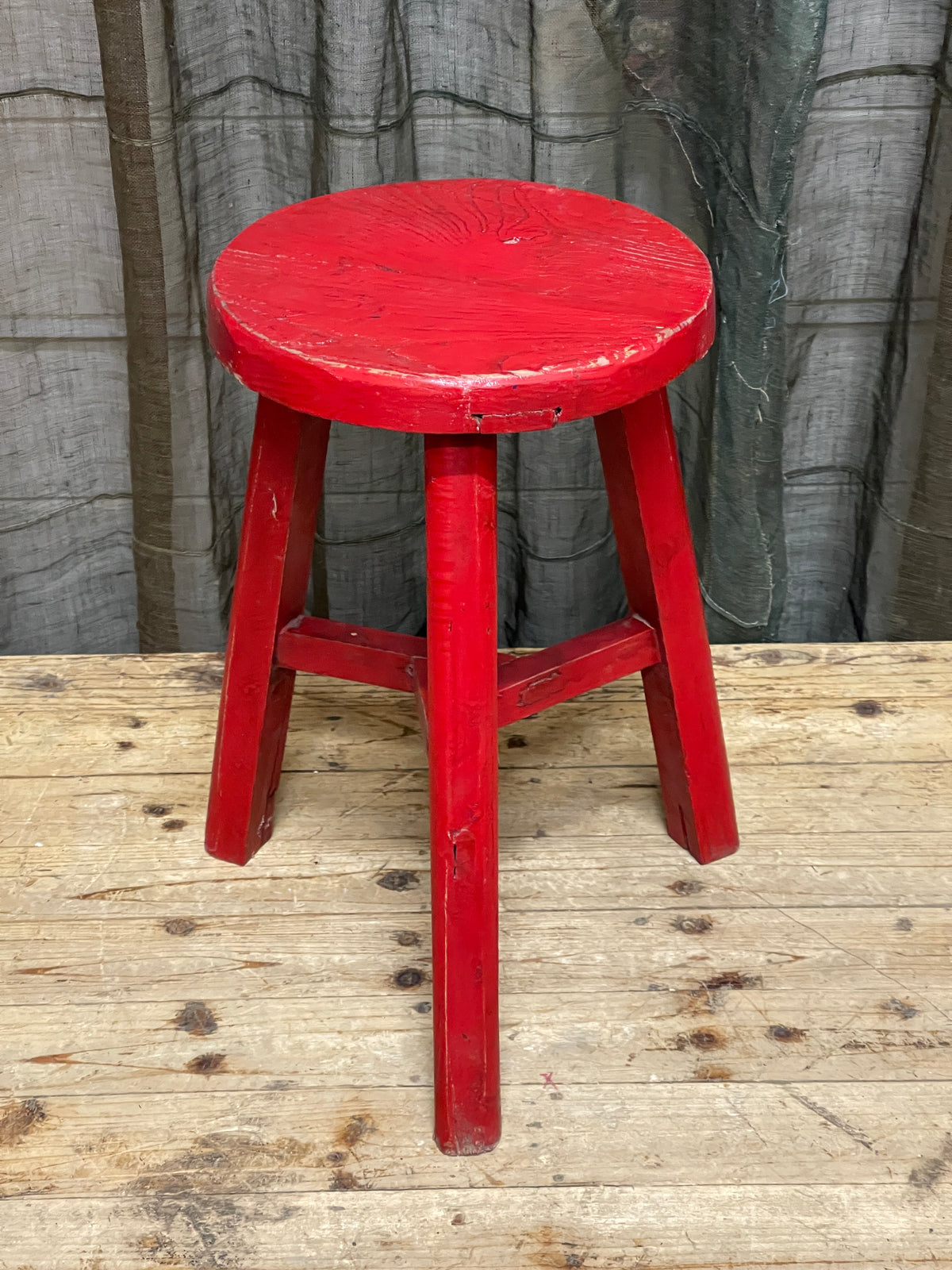 Chinese Provincial Stool - Red