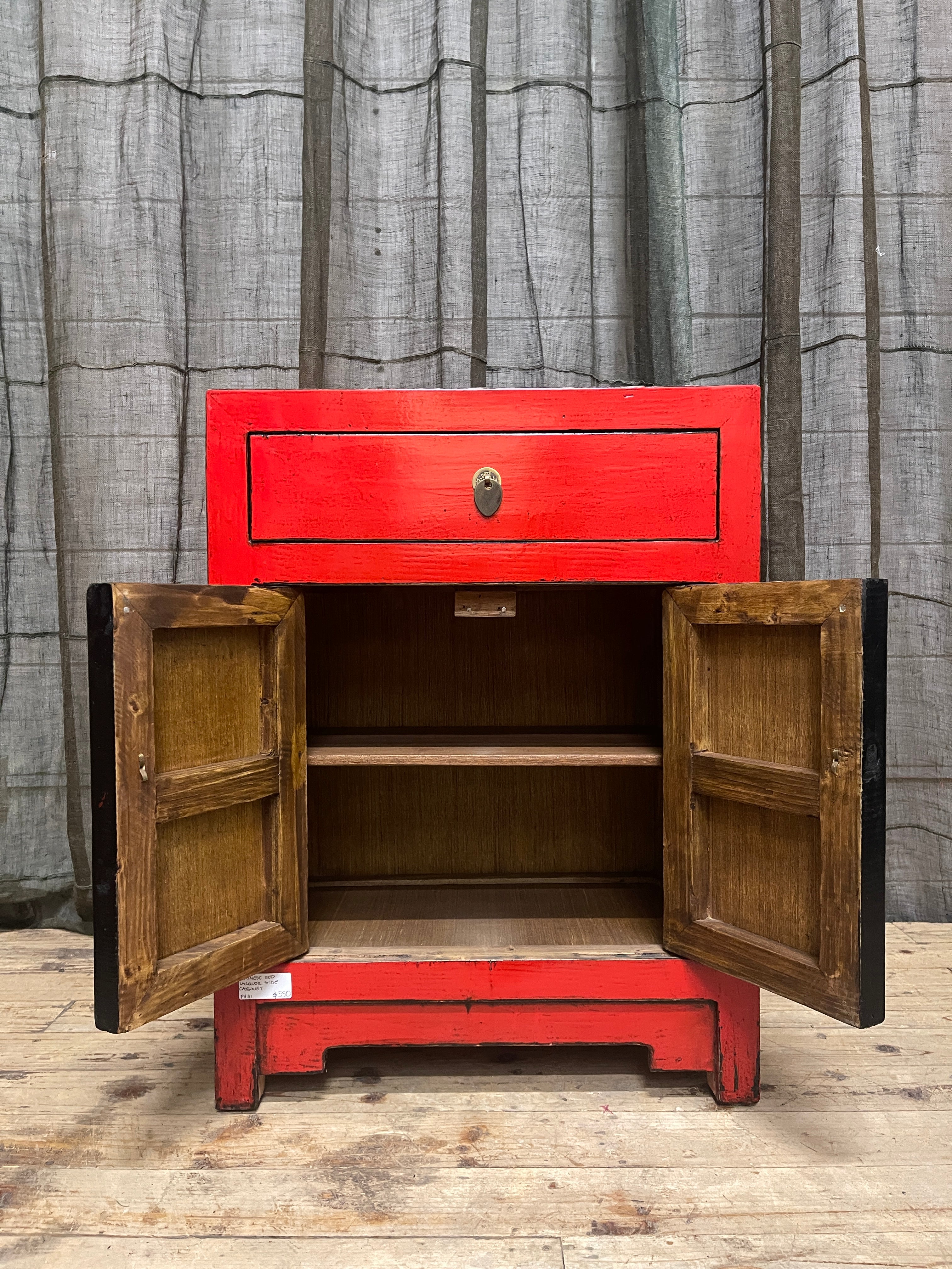 Chinese Red Lacquered Side Cabinet