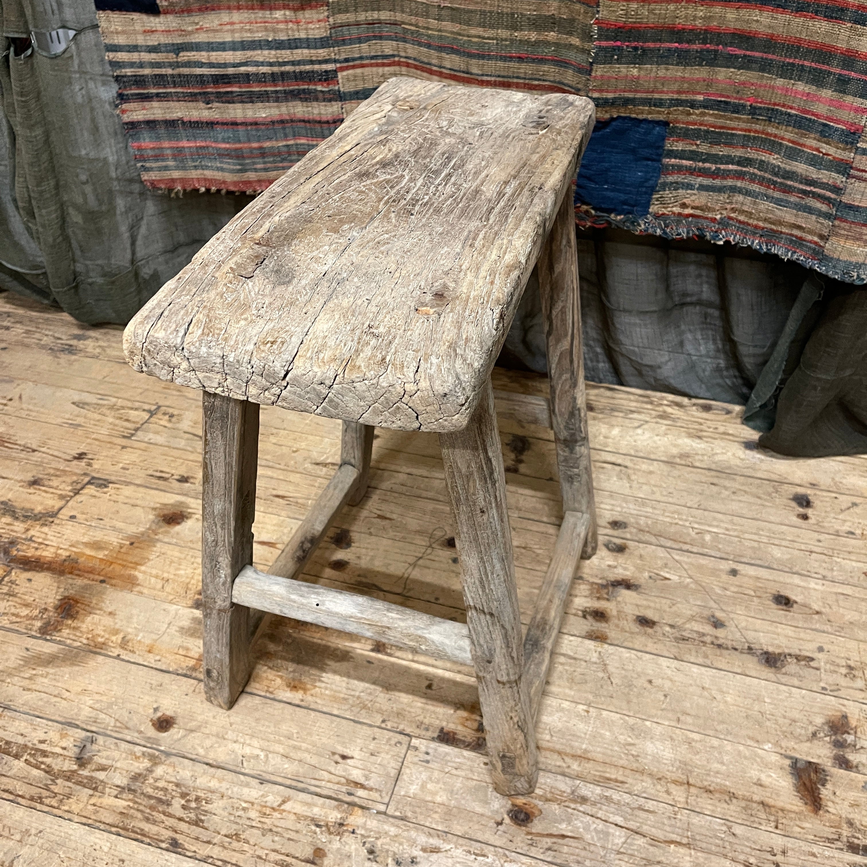 Antique Chinese Provincial Elm Stool