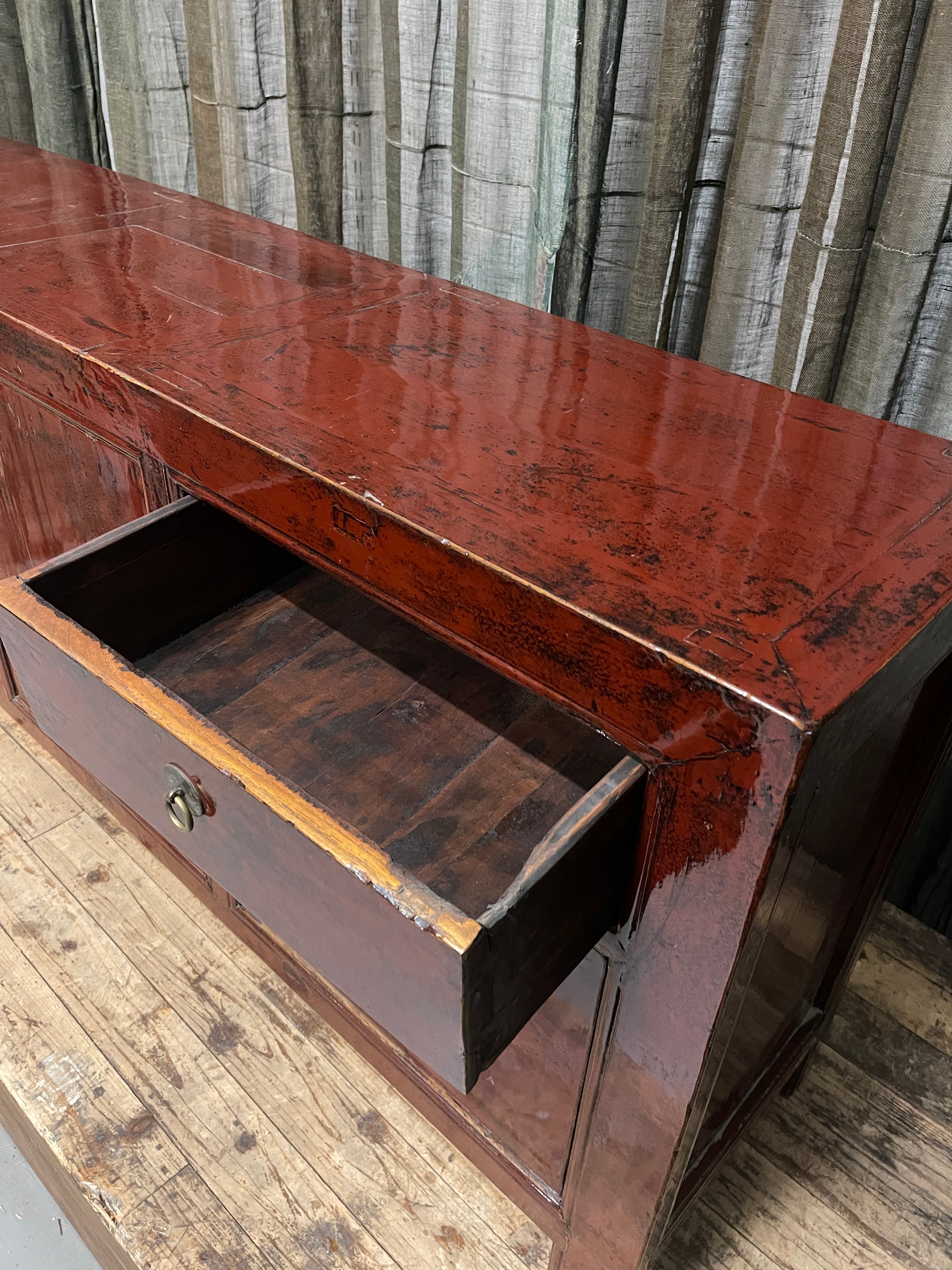 Antique Chinese Red Lacquered Sideboard - Early 20th Century