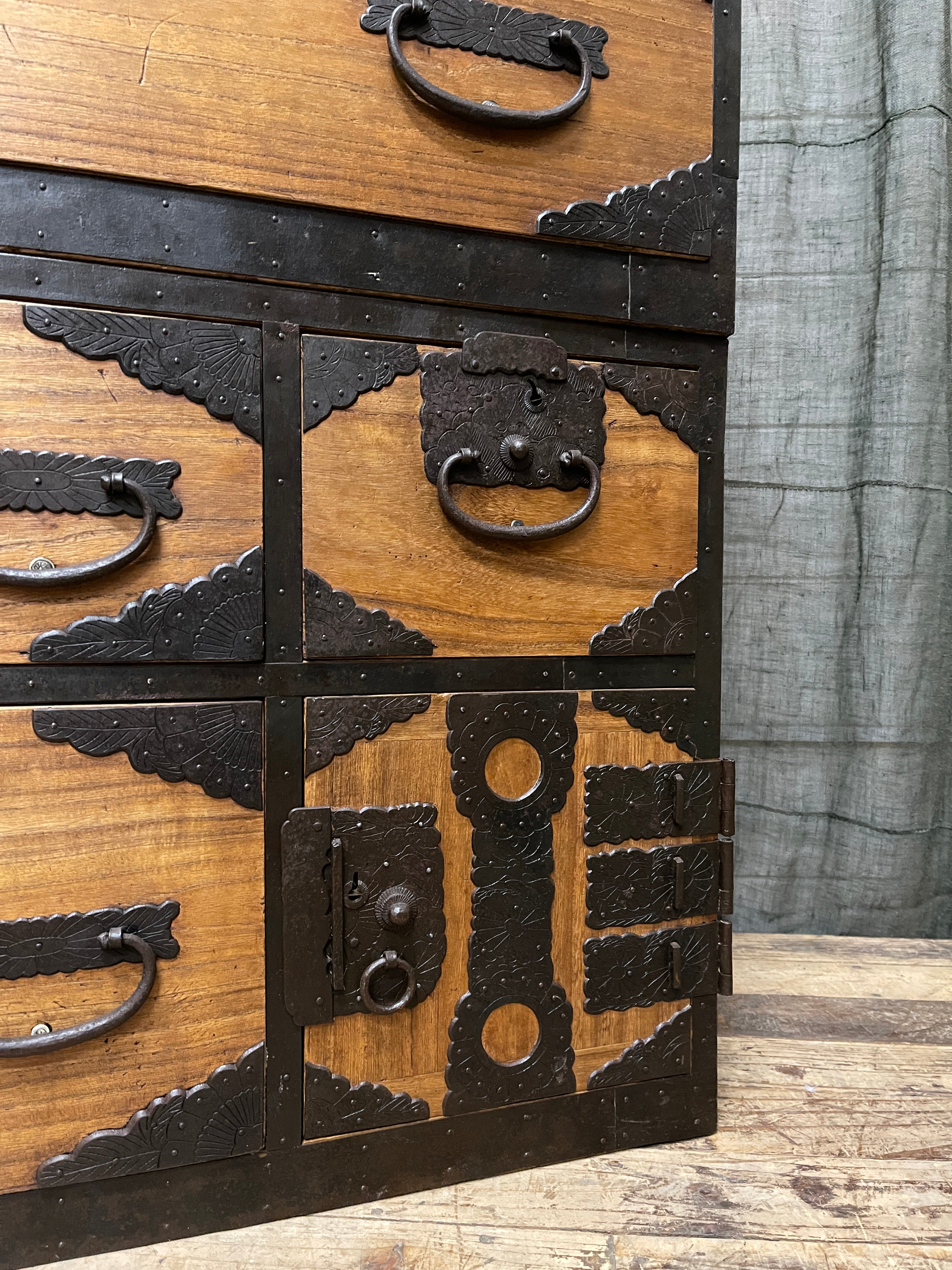 Isho Dansu, Rare Japanese Two Piece Clothing Chest - Paulownia | Meiji