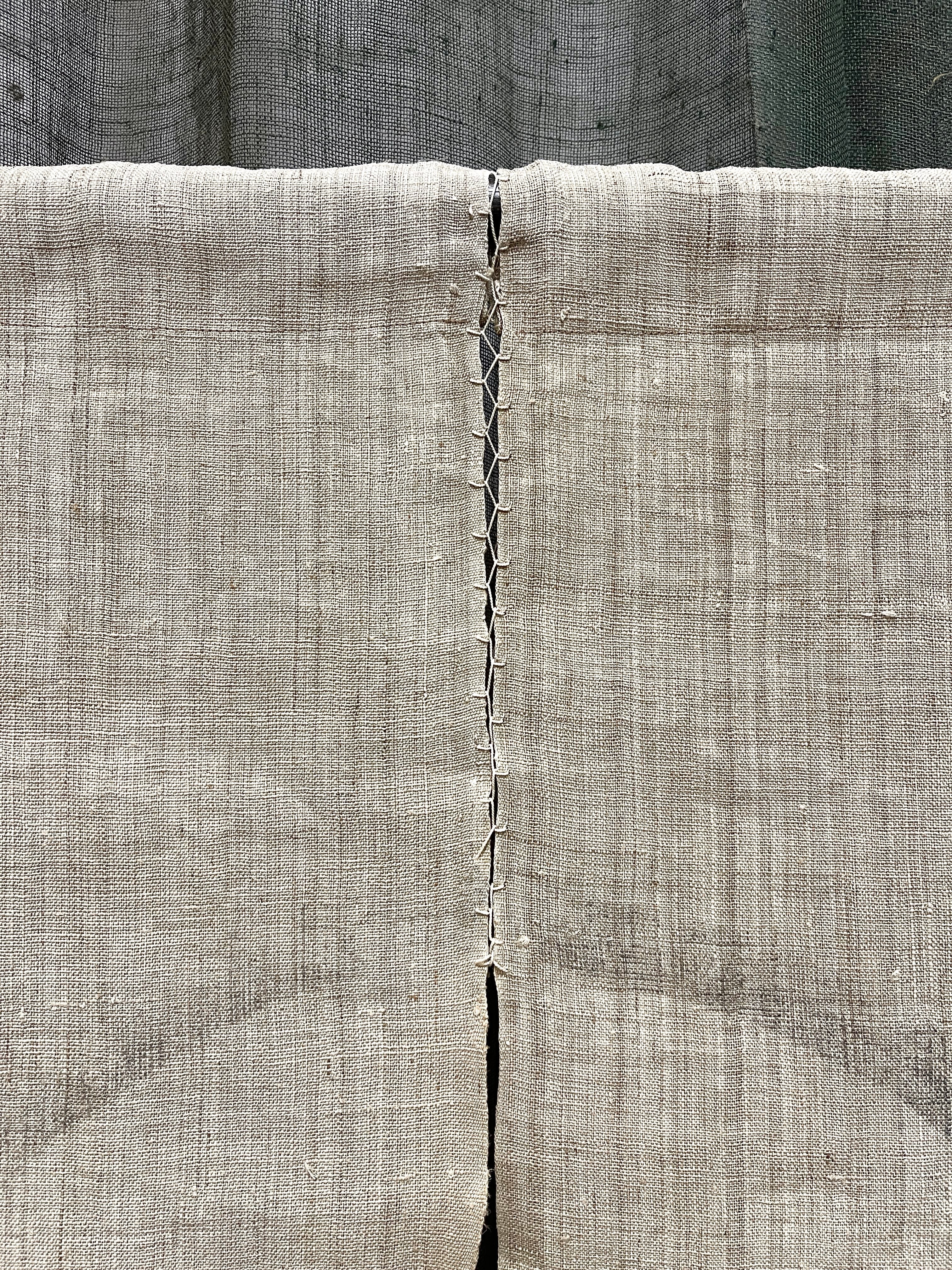 Vintage Japanese Hemp Noren, Panelled Curtain