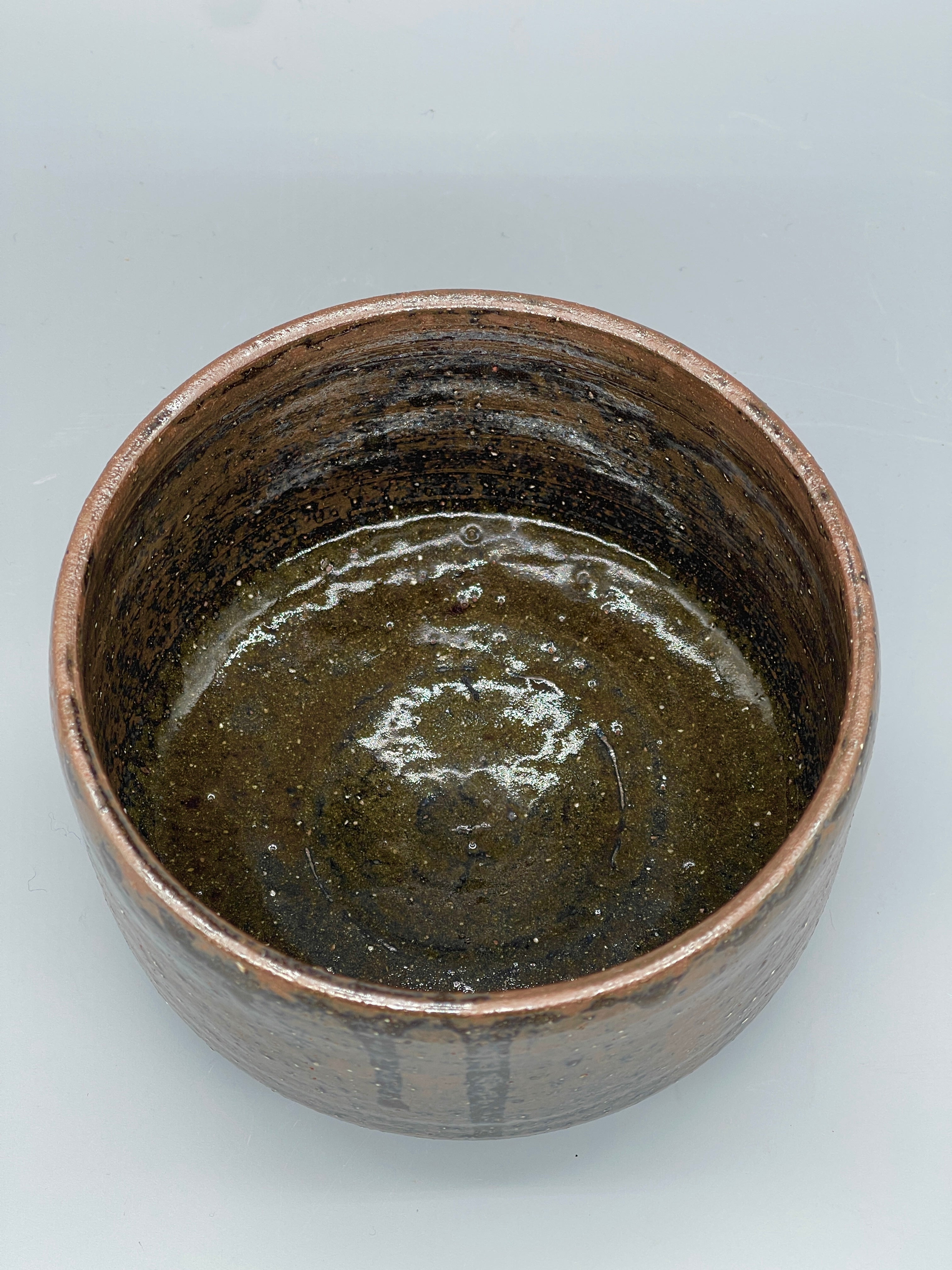 Vintage Japanese Matcha Bowl, Chawan - Brown Drip Glaze