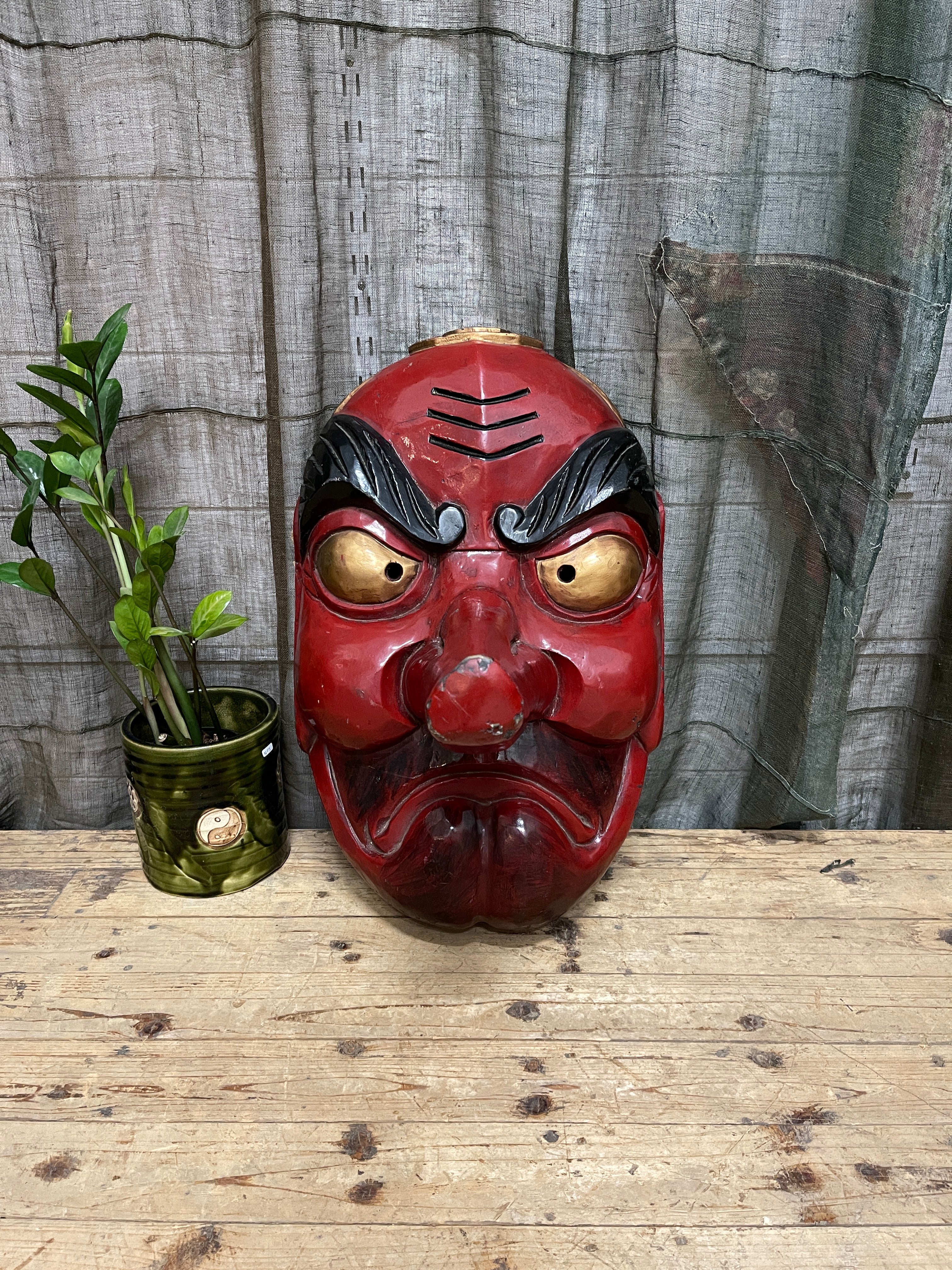 Large Hand Carved Tengu Mask