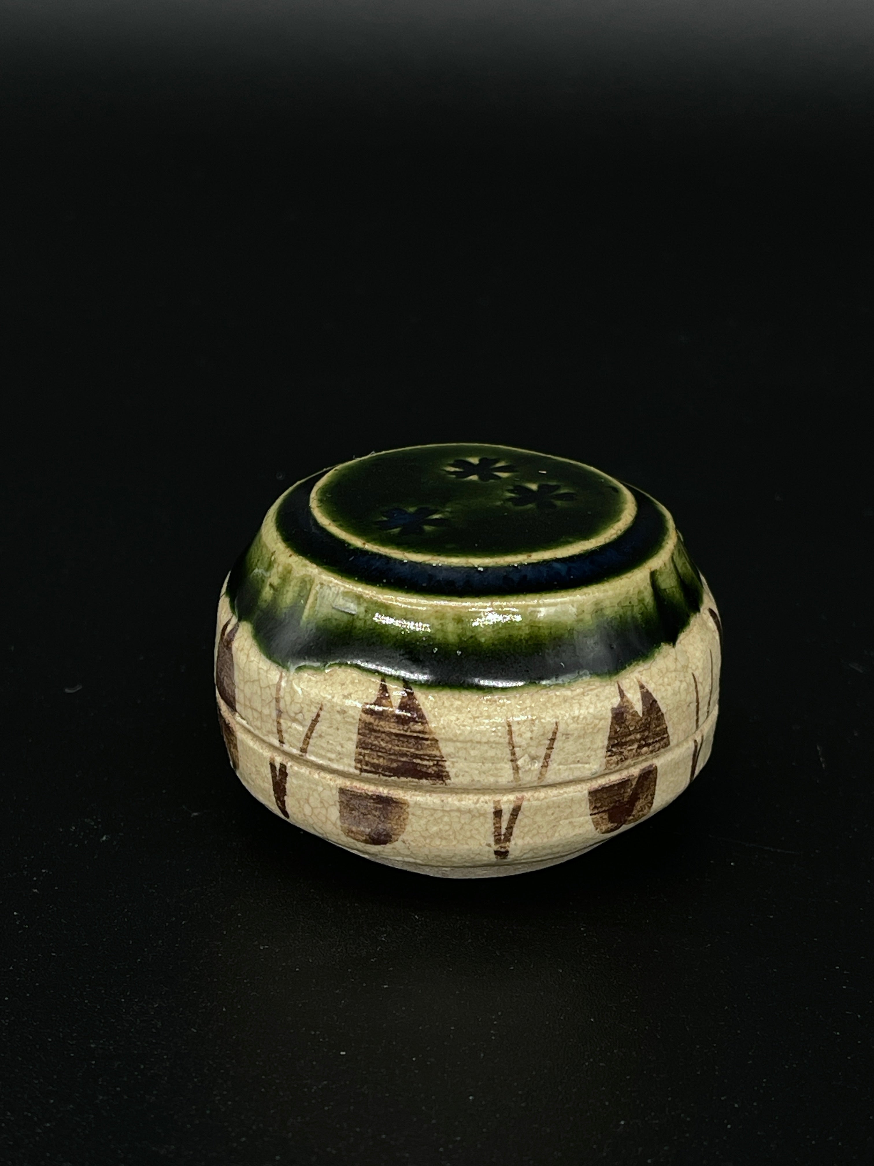 Vintage Japanese Oribe Kogo, Incense Container