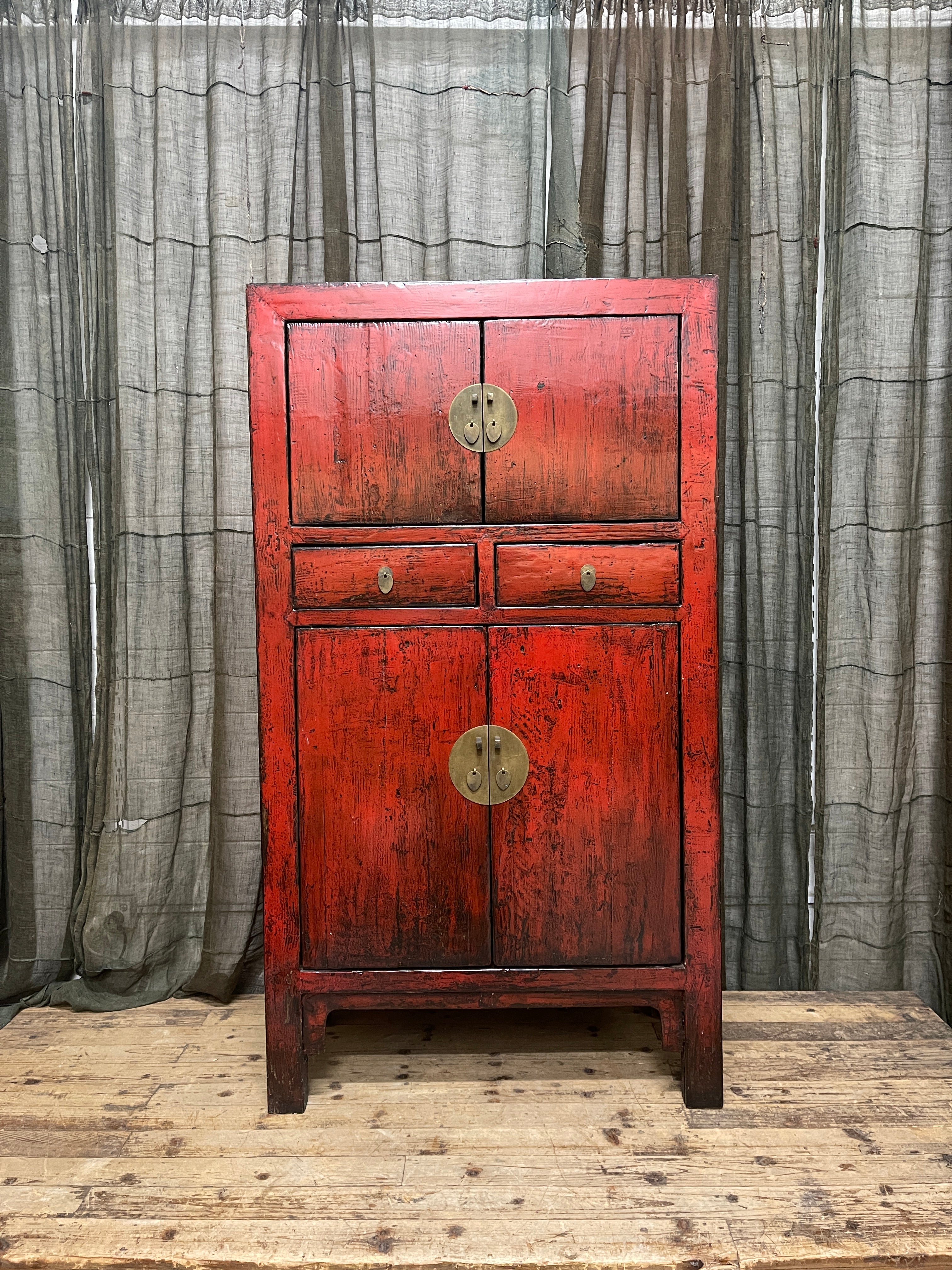 Antique Chinese Red Lacquered Cabinet
