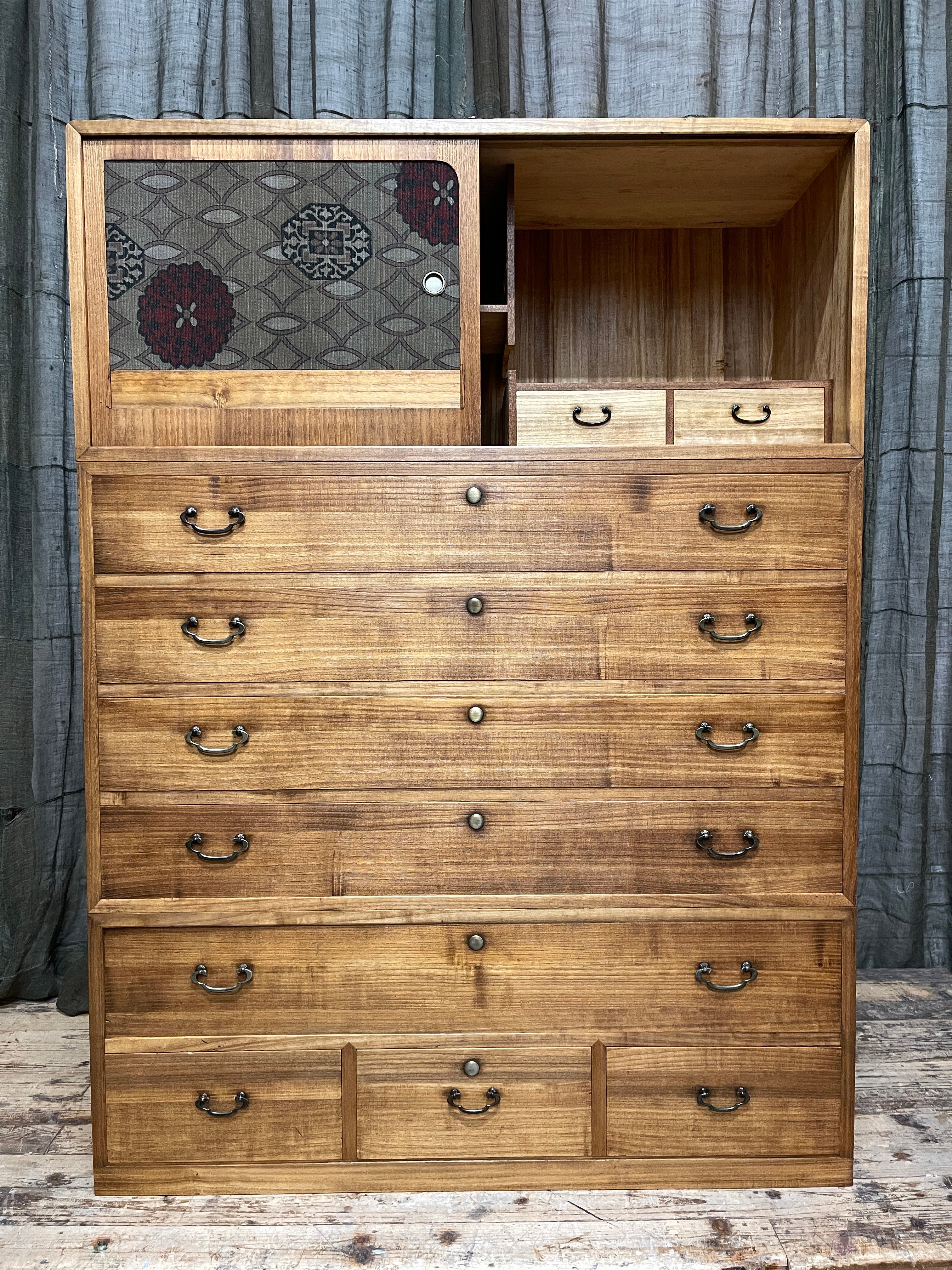Japanese Three-Piece Kimono Chest of Drawers - Paulownia | Midcentury