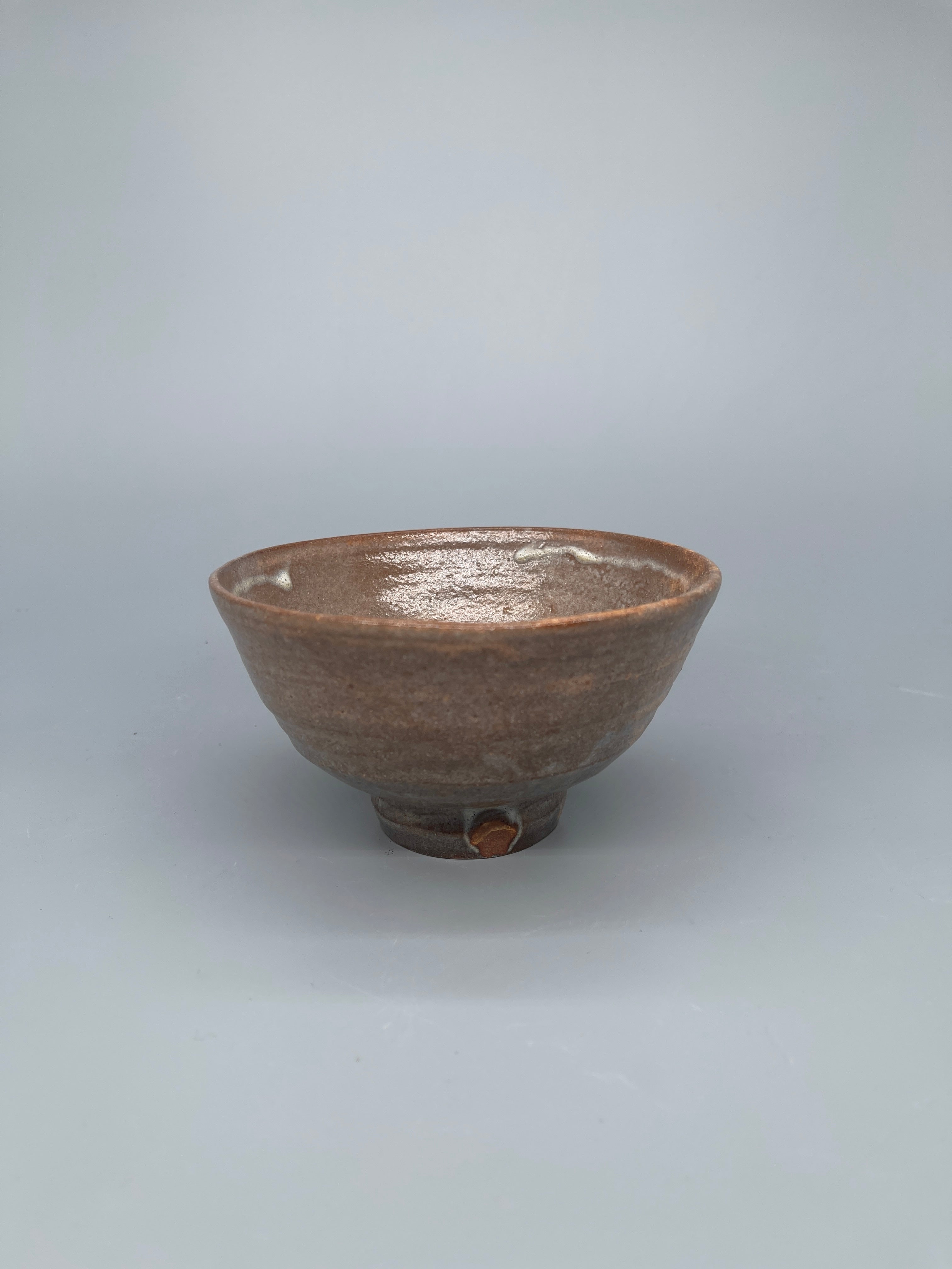 Vintage Japanese Matcha Bowl, Chawan - Brown, White Drip Glaze