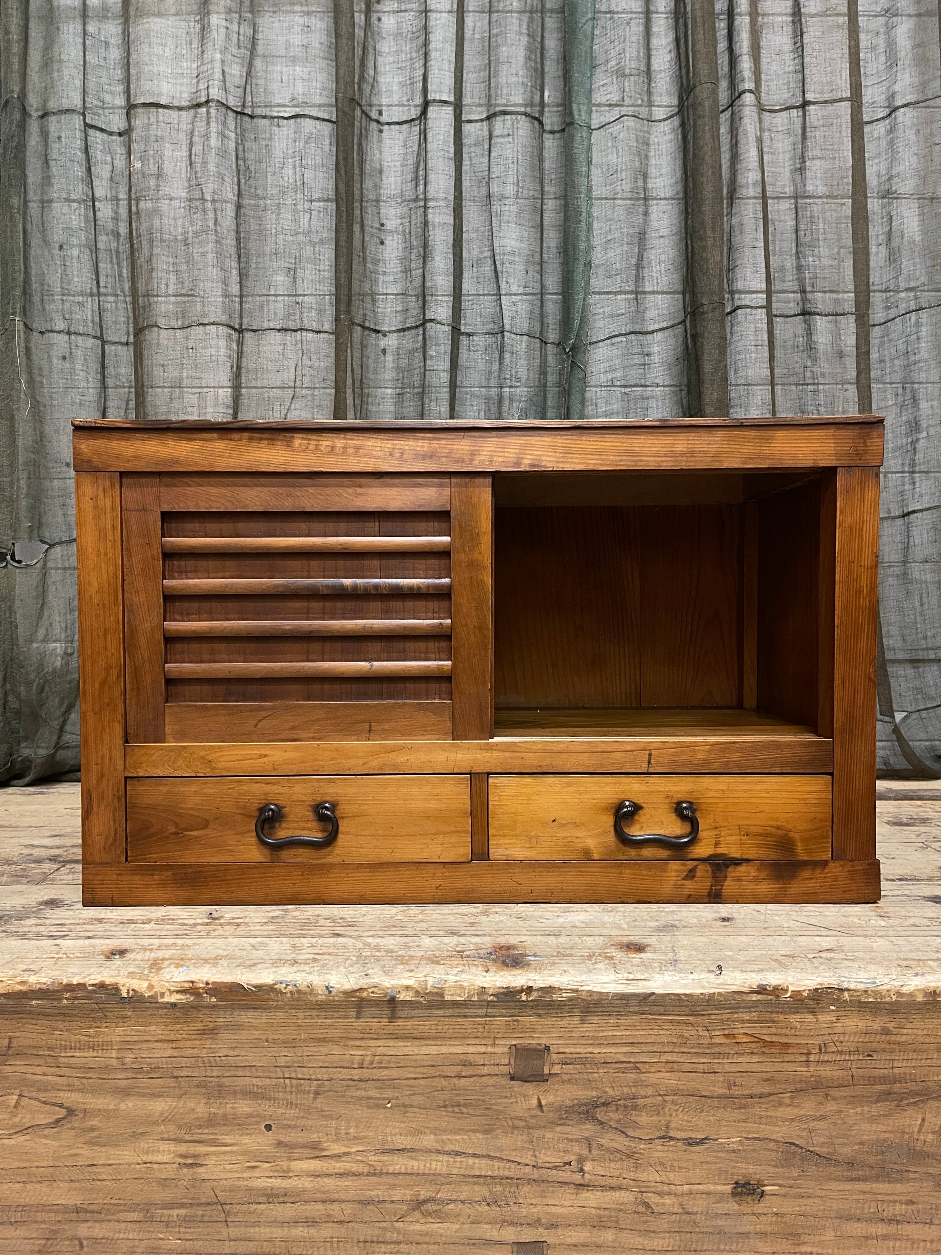 Antique Japanese Low Cabinet - Cypress | Meiji