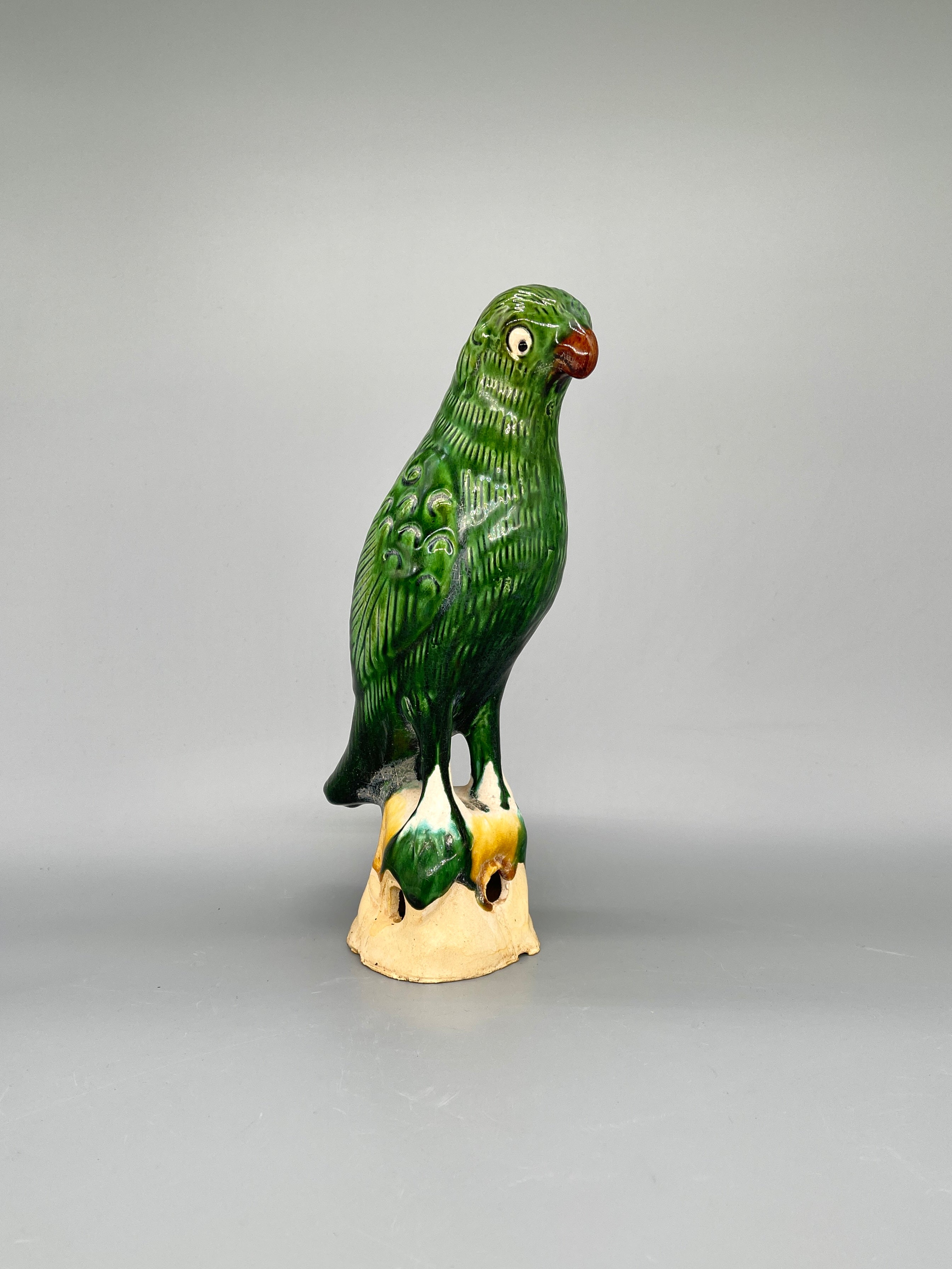 Chinese Green Ceramic Parrots