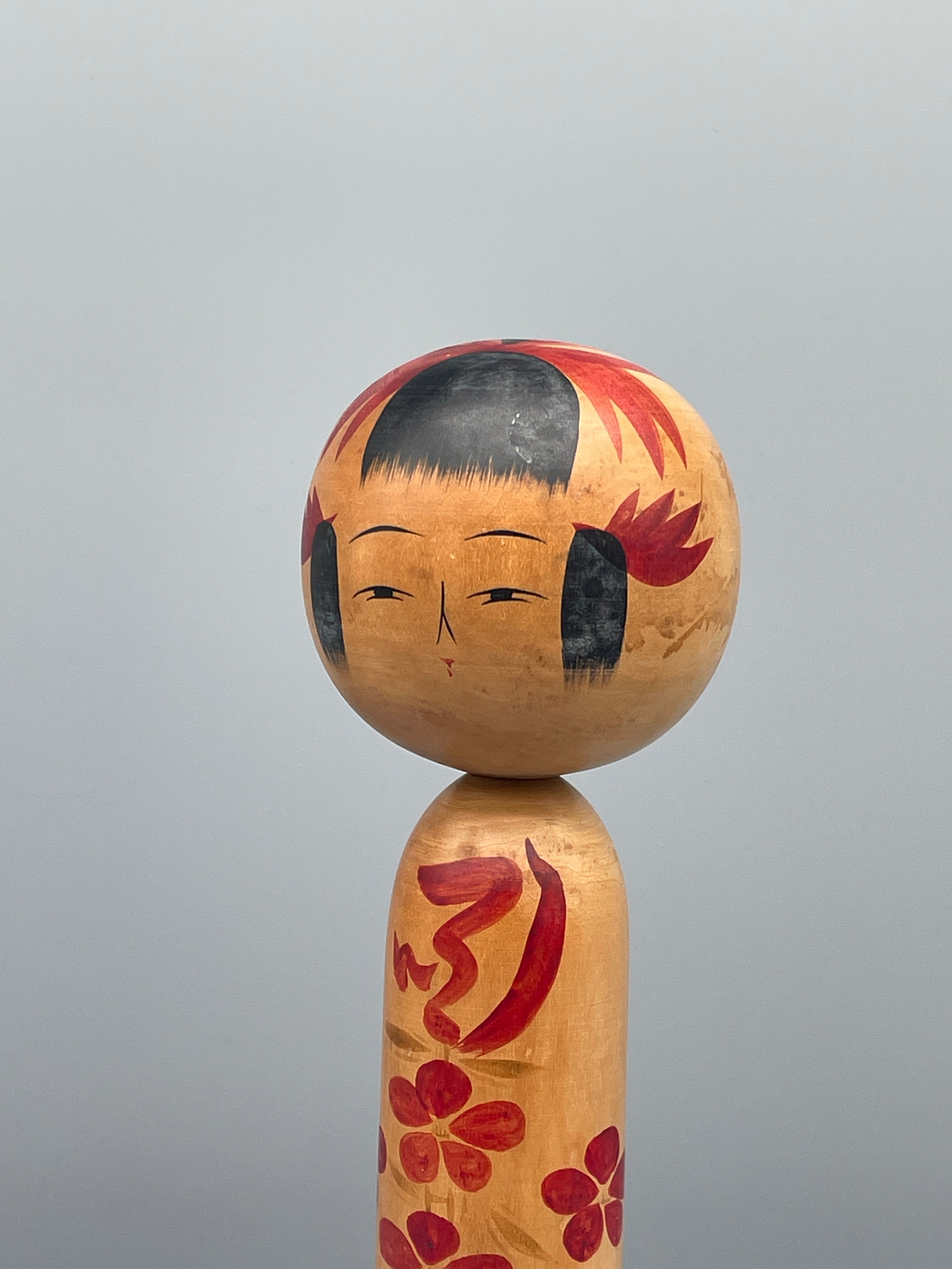 Vintage Japanese Kokeshi Doll - Blossom Motif