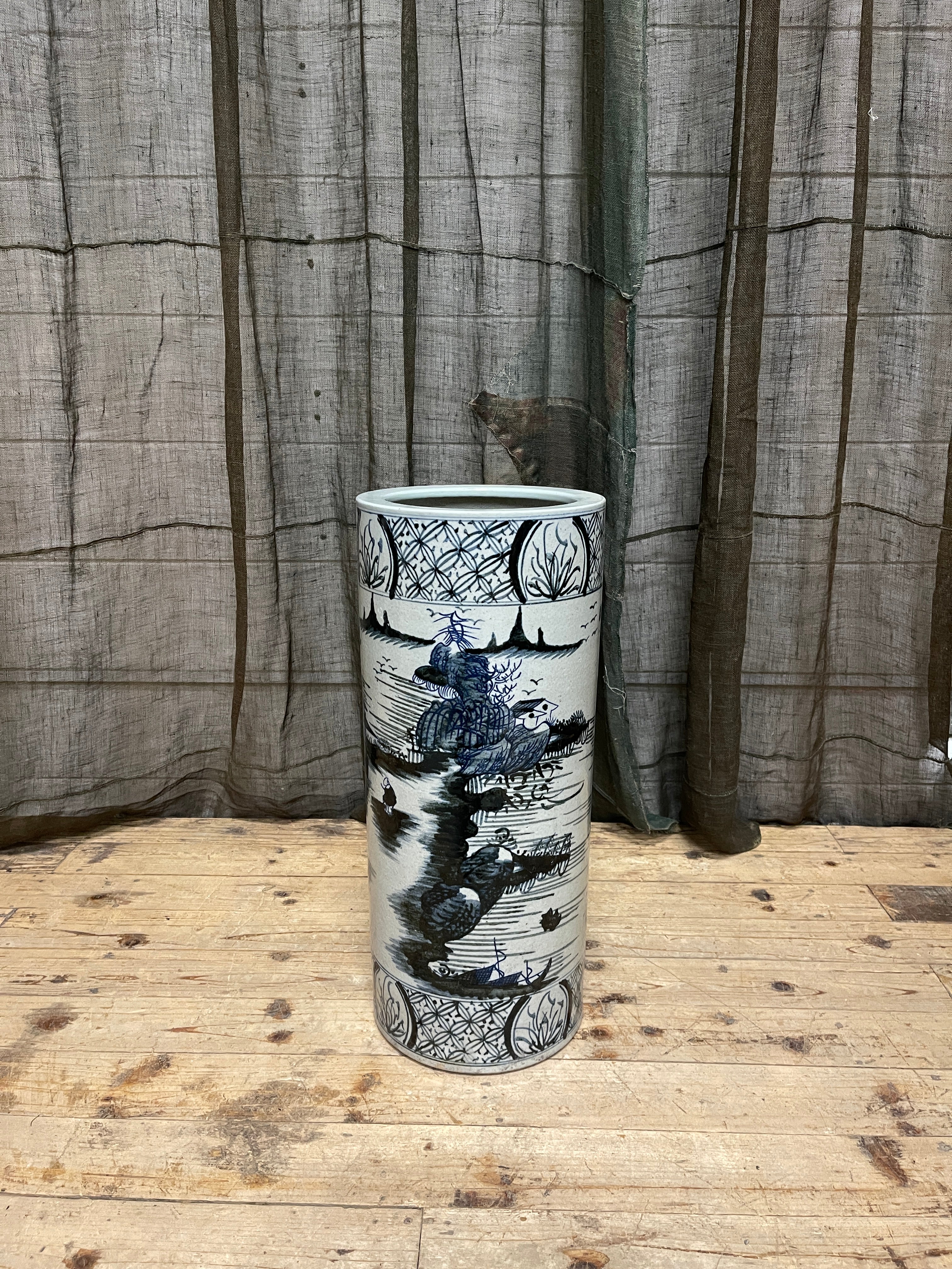 Contemporary Chinese Umbrella Stand - Blue & White