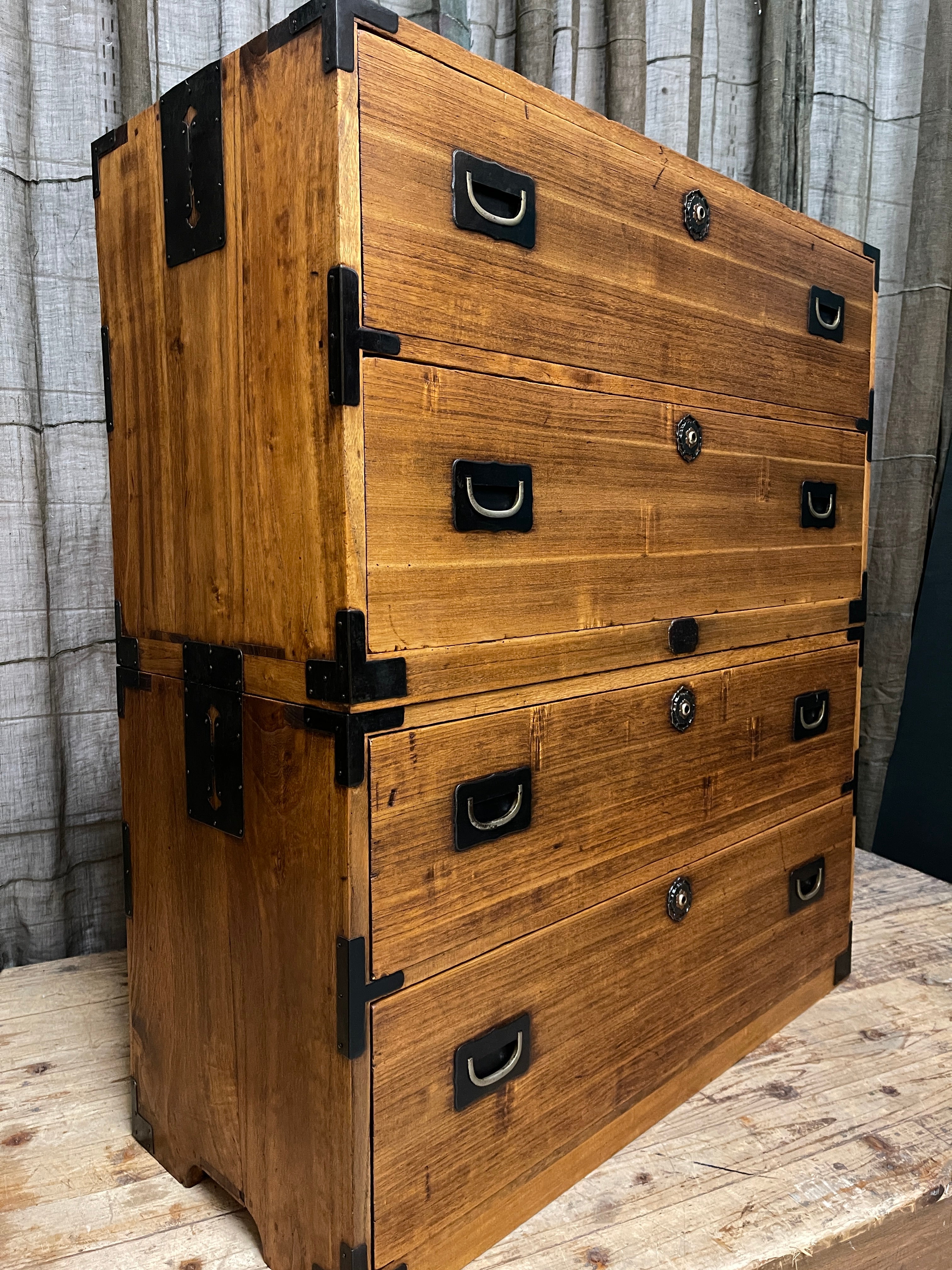 Japanese Kimono Storage Chest-on-Chest, Isho Dansu - Paulownia | Showa