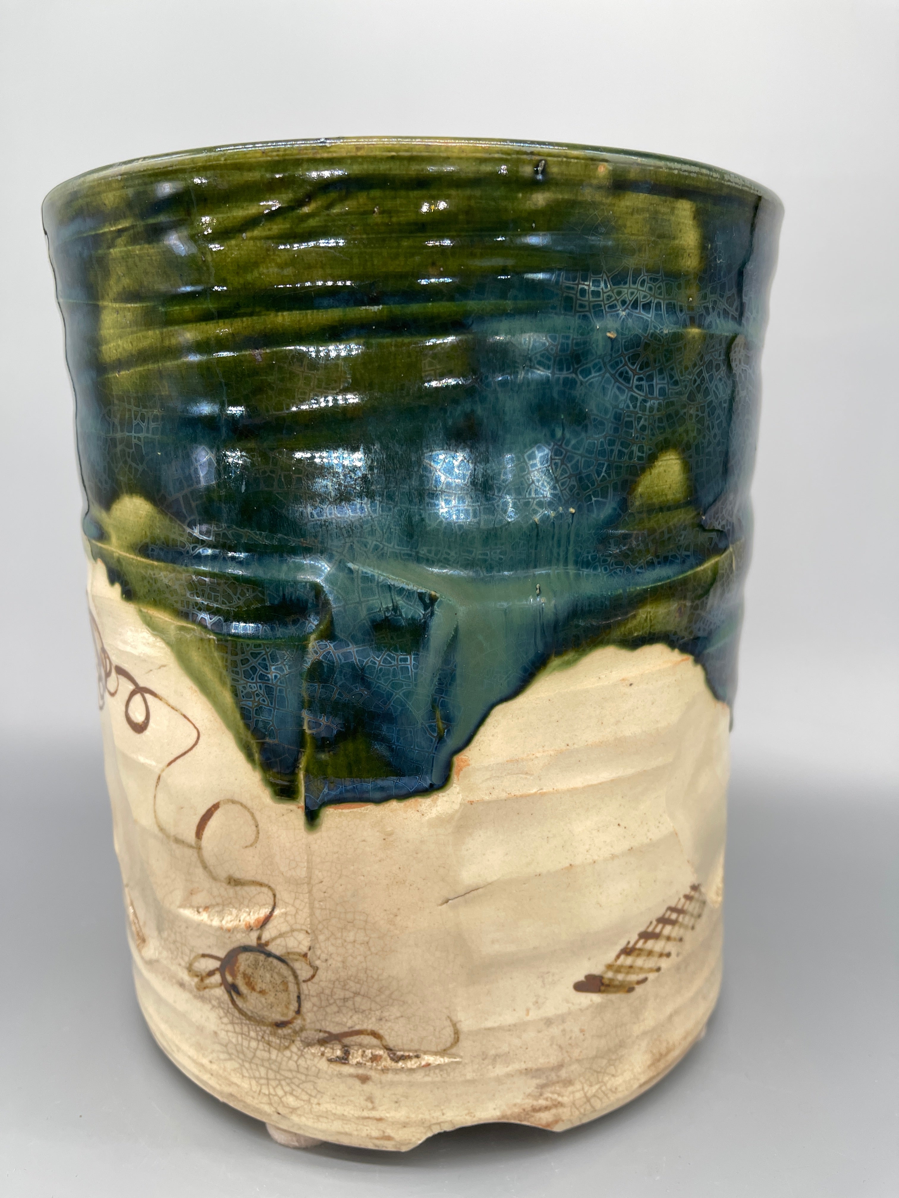 Japanes Oribe Porcelain Hibachi | c.1960